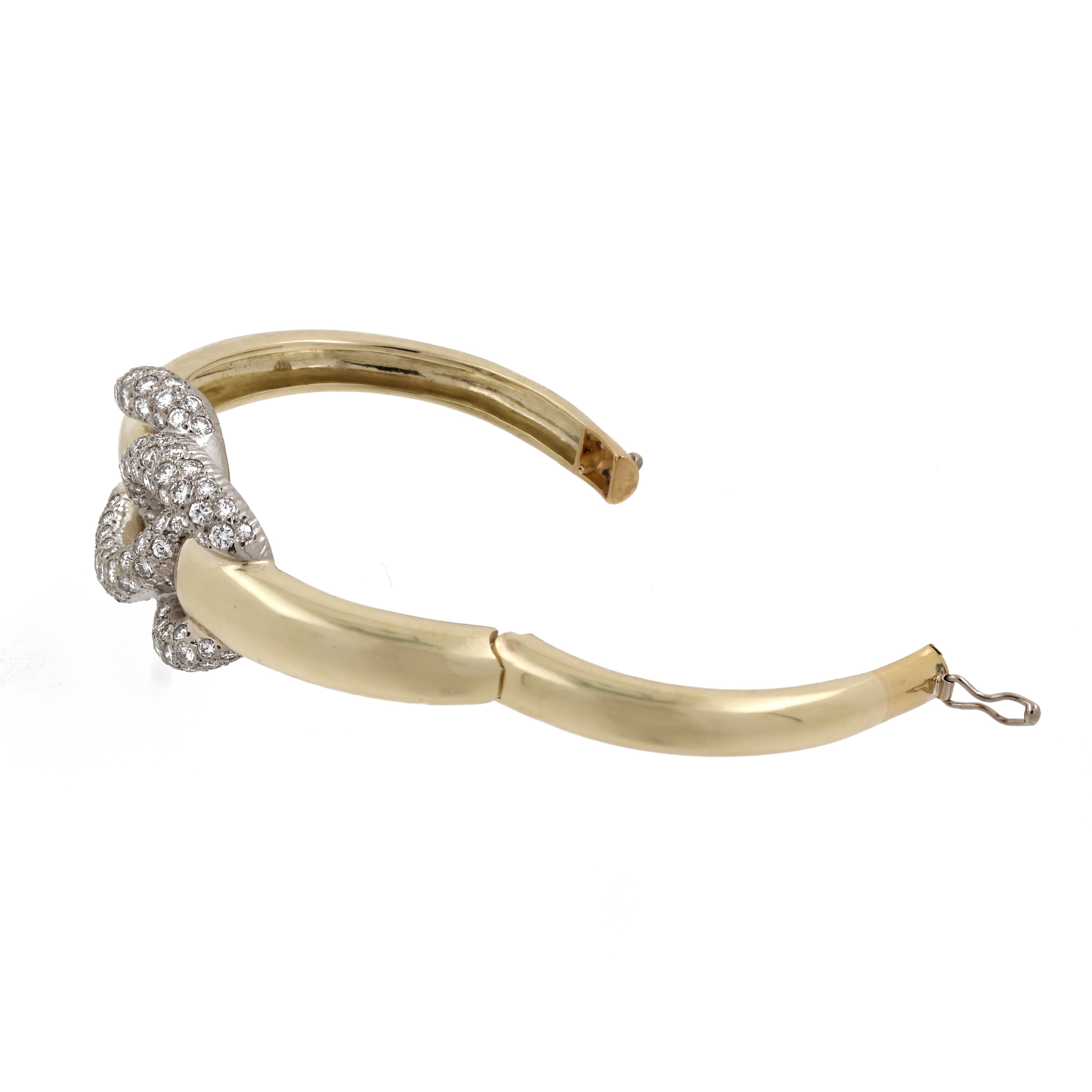 CC Interlinked Diamond Bangle Bracelet 14K Two-Tone Gold 5.50 CTW 6.5" Estate