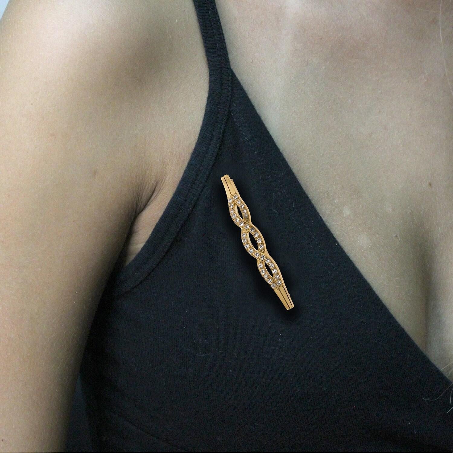 2.00TW Old European Cut Diamonds 18K Yellow Gold Diamond Swirl Brooch Pin