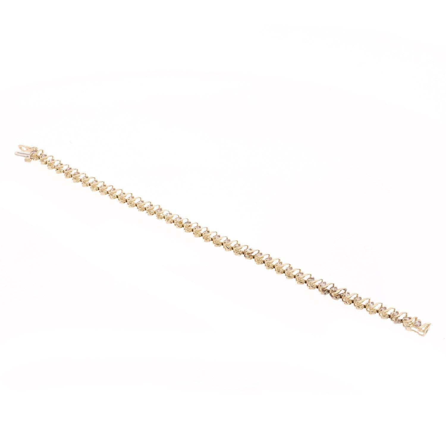 2.00 TW Diamond S Link Tennis Bracelet 10K Yellow Gold 7.25" Ladies Estate