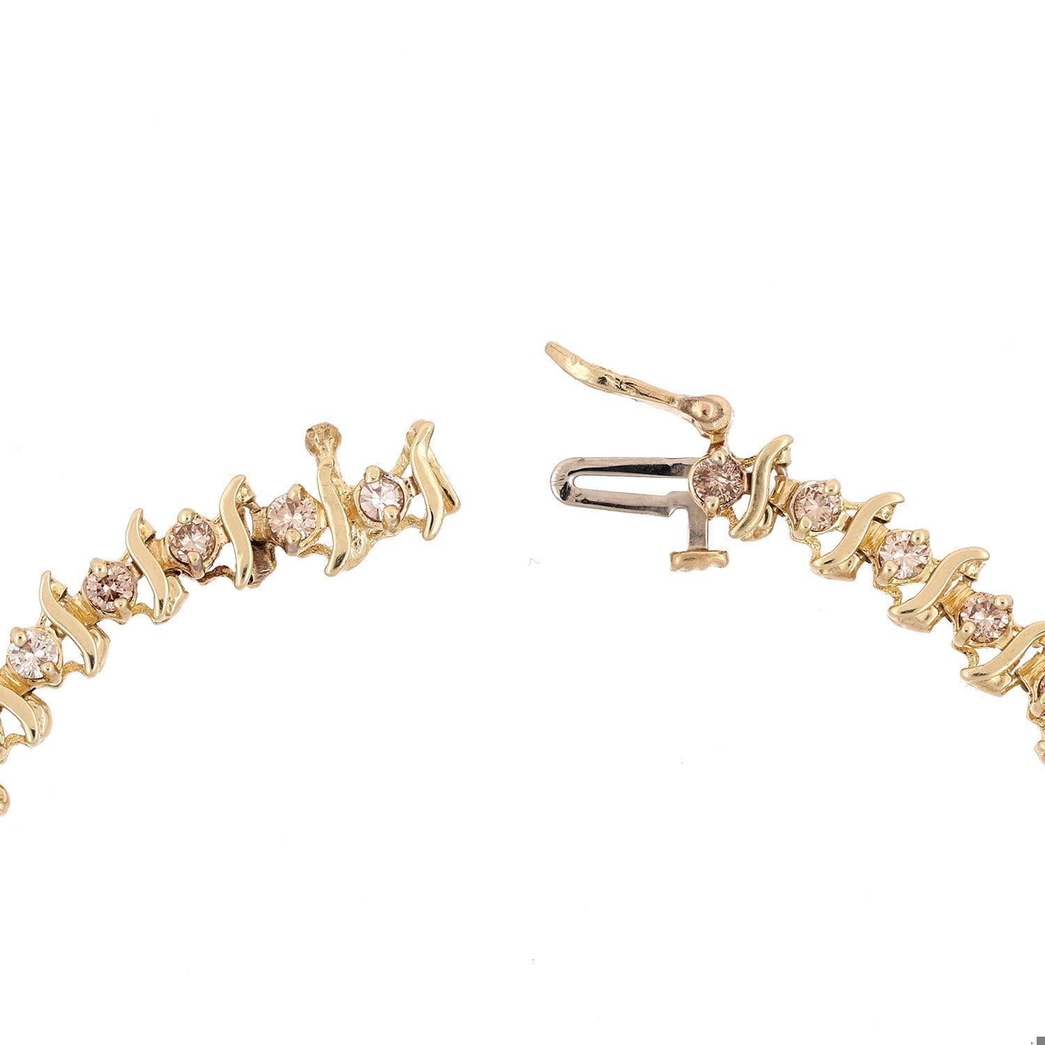 2.00 TW Diamond S Link Tennis Bracelet 10K Yellow Gold 7.25" Ladies Estate