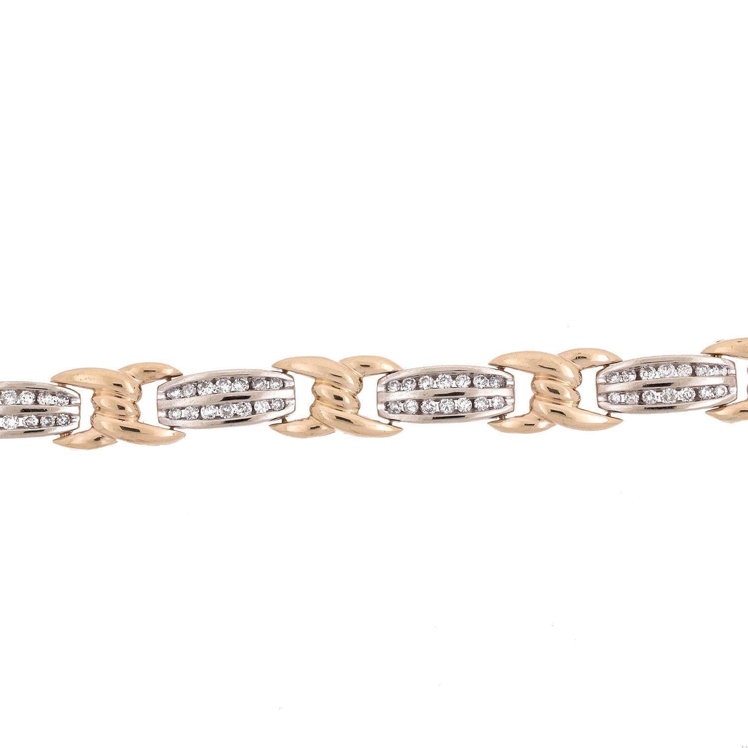 2.00 TW Diamond Station Bracelet 14K Two-Tone Gold 6.75"