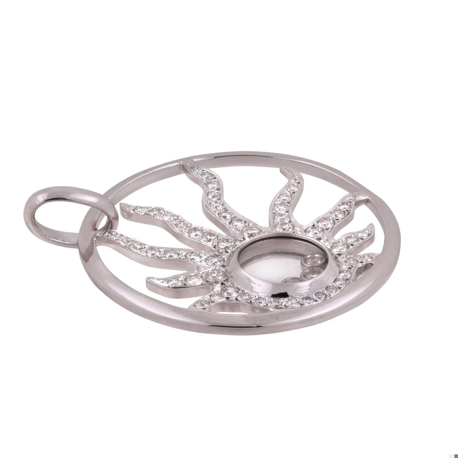 2.75 TW Sun Floating Diamond Circle Pendant 18K White Gold 2" Estate