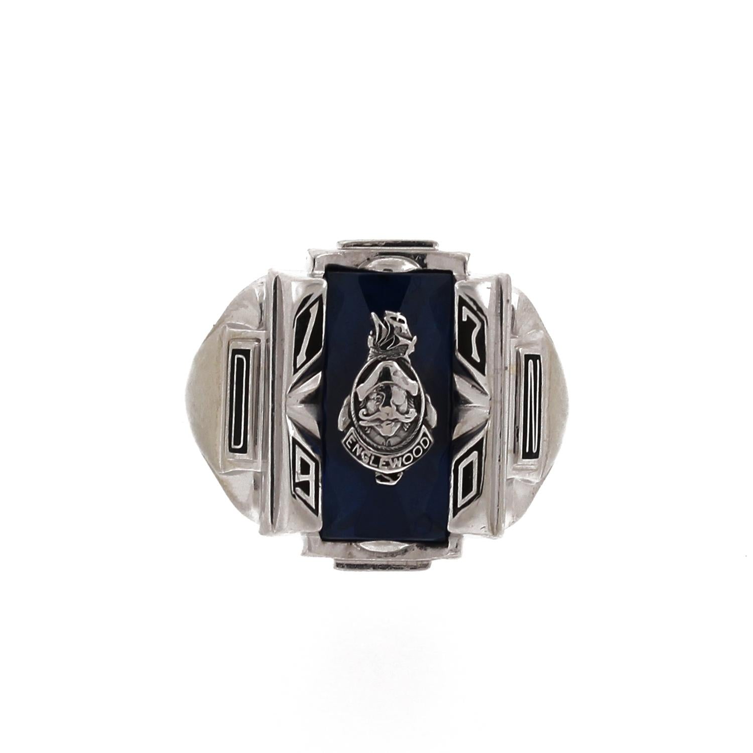 Englewood High School Class Ring 1970 10K White Gold Josten Size 8 