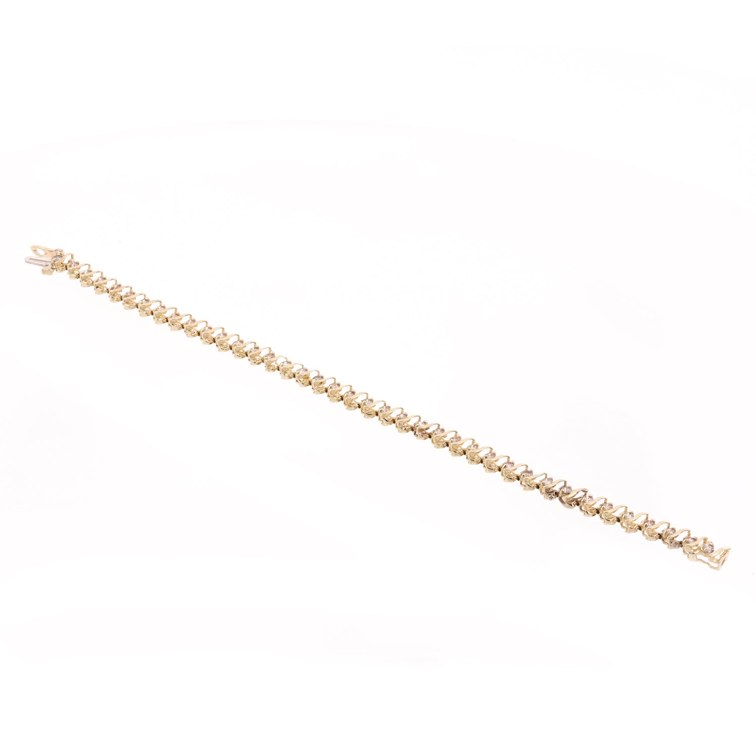 2.00 TW Diamond S Link Tennis Bracelet 10K Yellow Gold 7.25" Estate