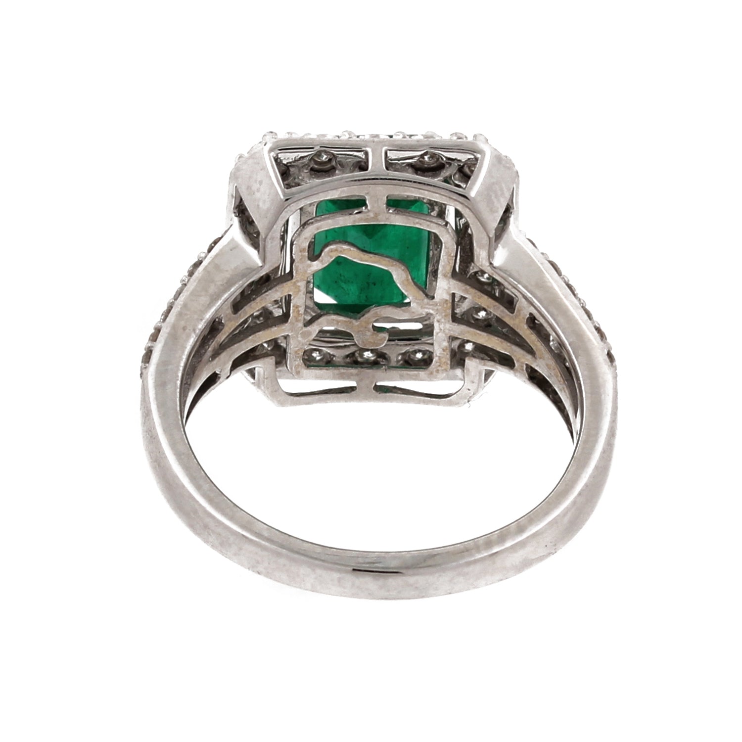 EFFY 2.77ctw Emerald Cut Emerald & Diamond Statement Ring 14K W/Gold Size 6.25