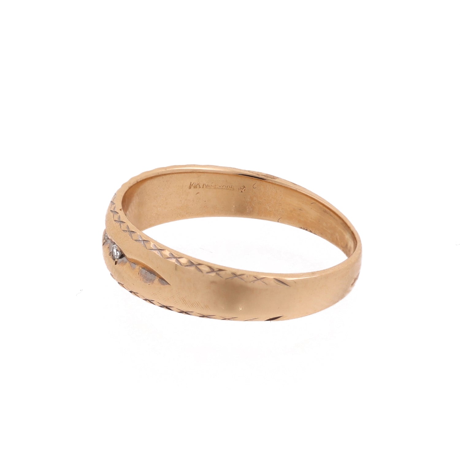 Vintage Keepsake 3-Stone Diamond Ring 14K Yellow Gold 0.06 CTW Size 8.25 Unisex