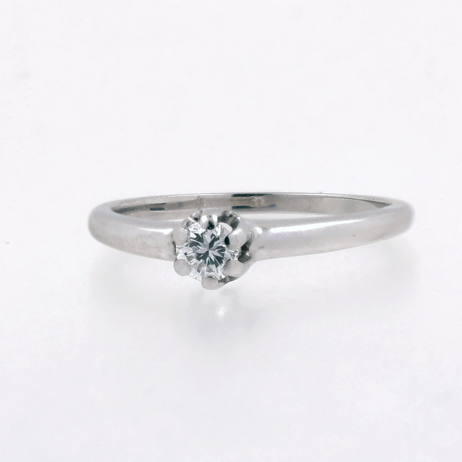 0.18 CT Round Diamond Solitaire Engagement Ring 14K White Gold Size 6.75