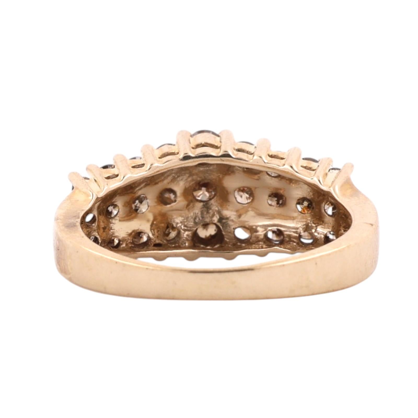 10K Yellow Gold 1.00CTW Champagne Diamond Cluster Ring Size 7 Estate Band