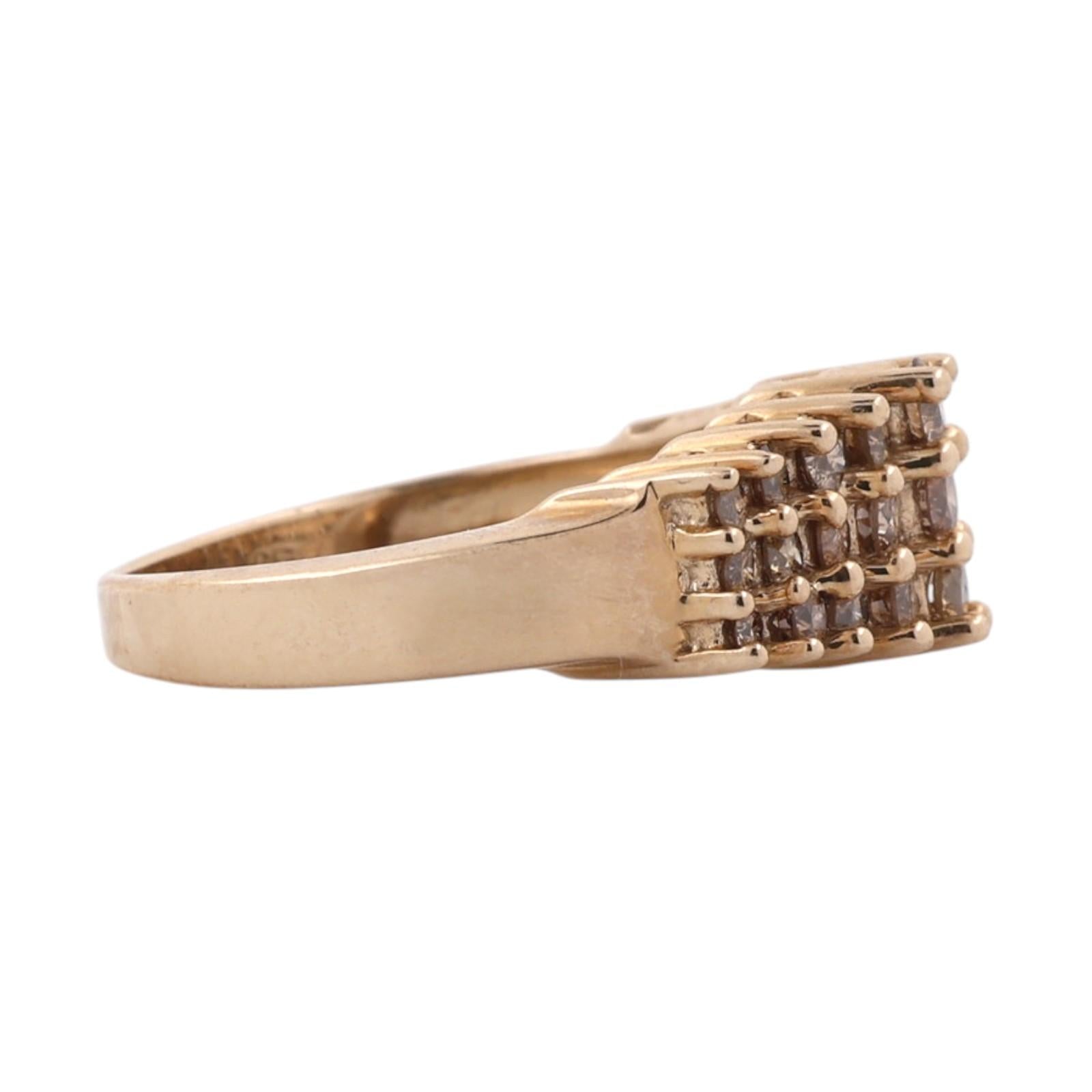 10K Yellow Gold 1.00CTW Champagne Diamond Cluster Ring Size 7 Estate Band