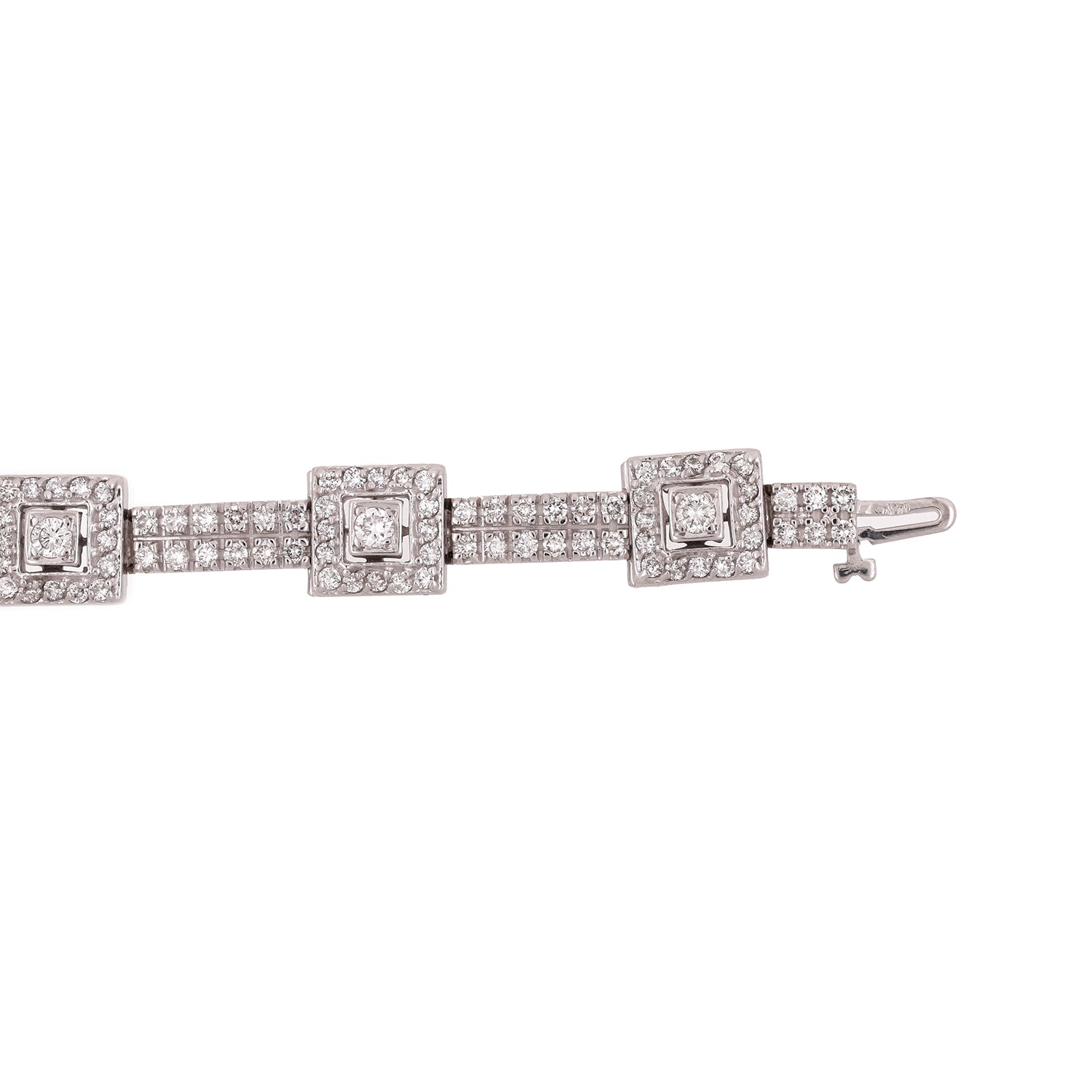 14K White Gold Diamond Station Bracelet 5.00 CTW Size 7"