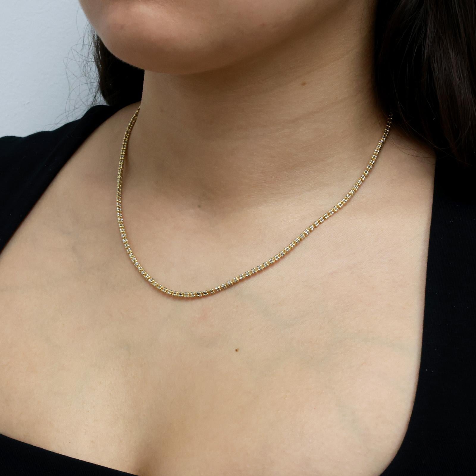 14K Two-Tone Gold Sparkle Chain Necklace 18" Unisex Estate