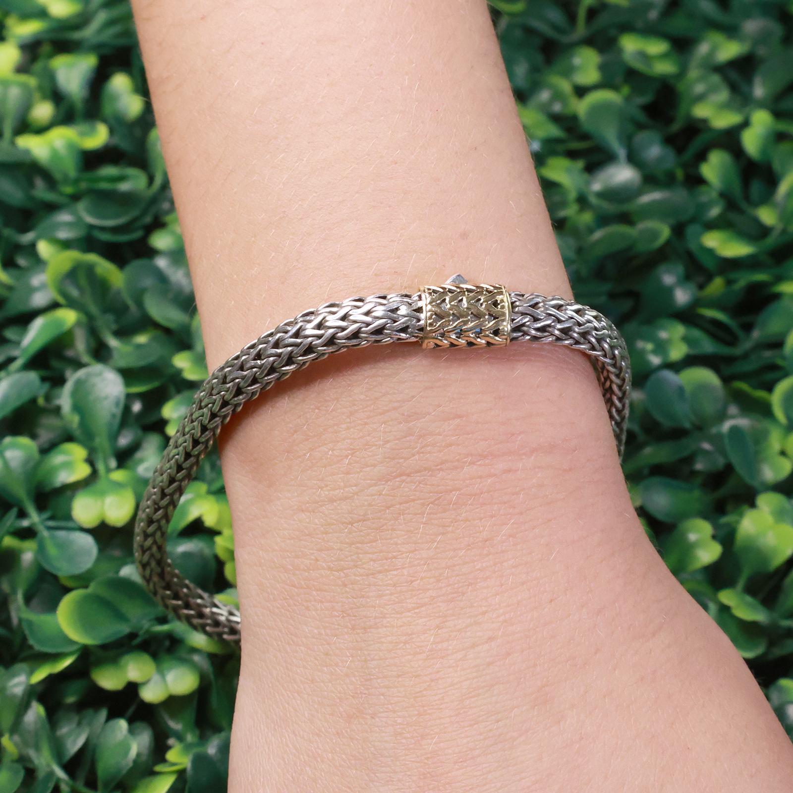 John Hardy Icon Classic Bracelet Sterling Silver 18K Yellow Gold 8.5"