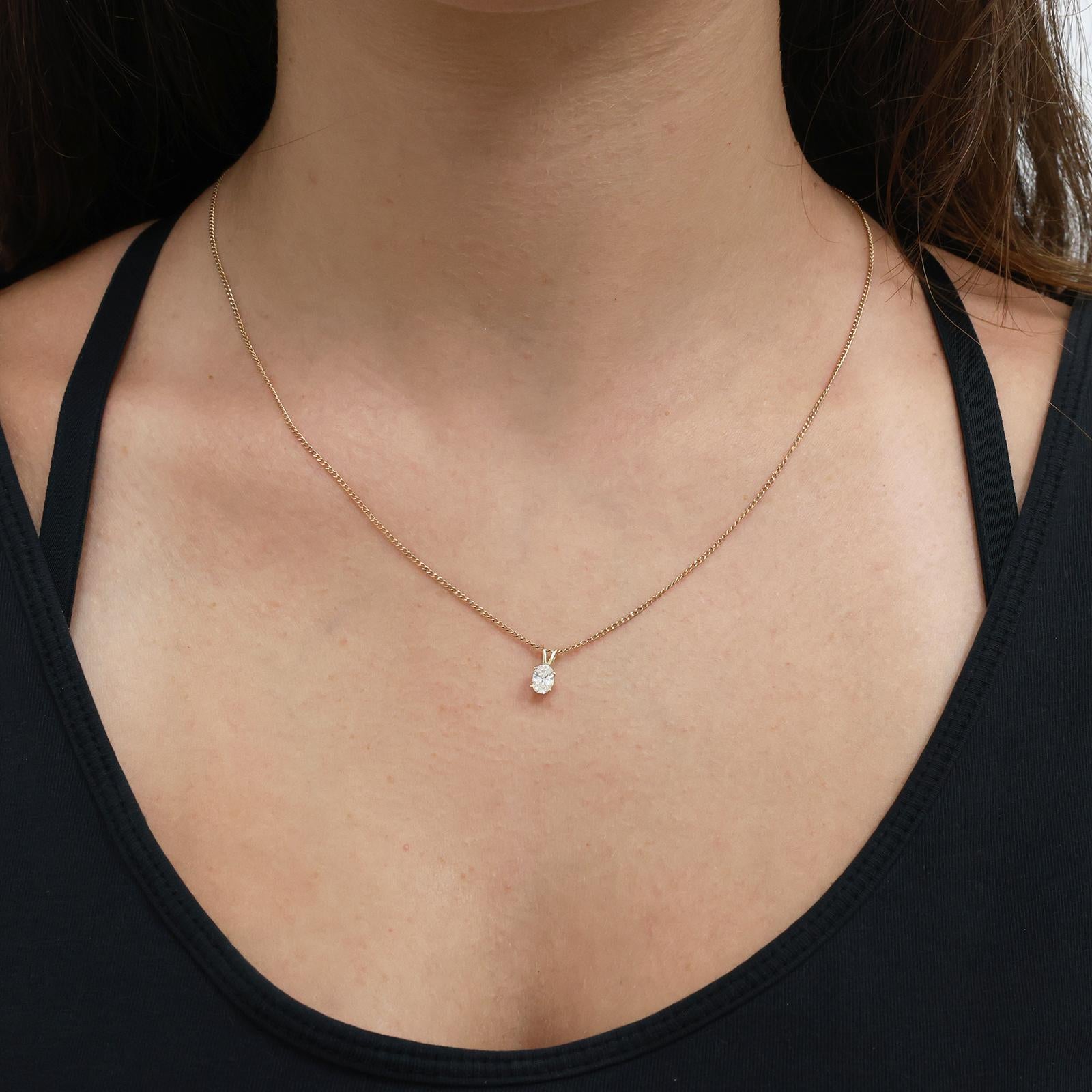 0.42CT Round Diamond Solitaire Pendant 14K Yellow Gold 6 Prong No Chain