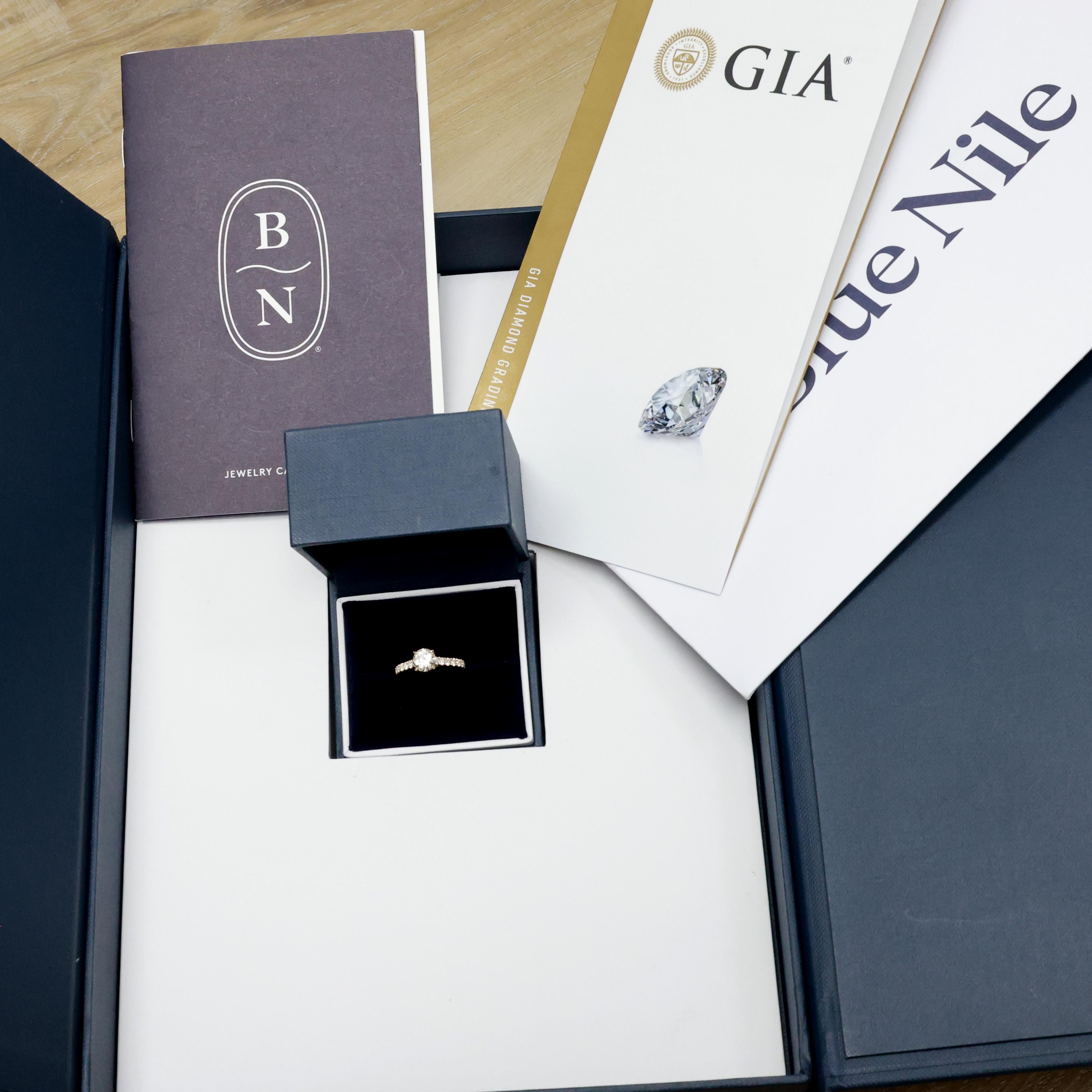 GIA 1.00ct H VS2 Diamond Engagement Ring Yellow Gold Blue Nile 1.65CTW Pave Sz 5