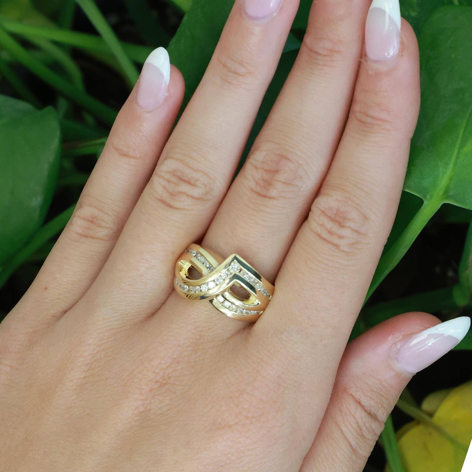 14K Yellow Gold Natural Diamond Ring 0.70CTW Channel Set Size 5.75