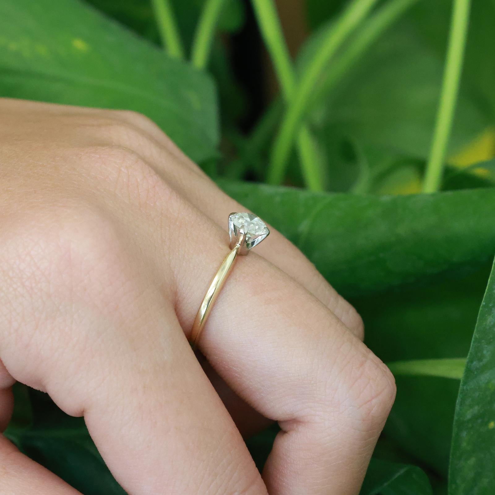 0.63CT Diamond Solitaire Ring 14K Two Tone Gold H-I VS2 Engagement Size 5