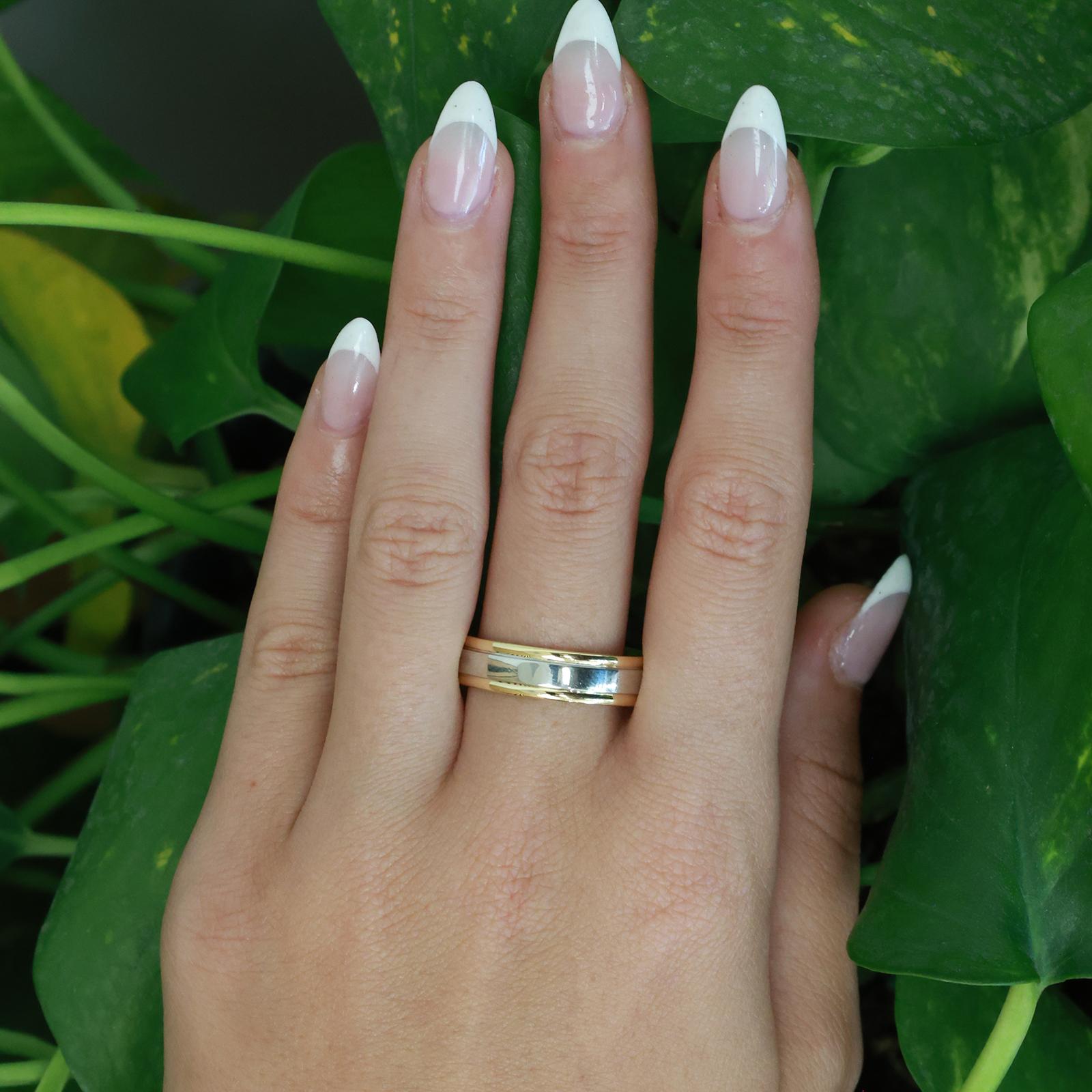 18K Yellow Gold Wedding Anniversary Band Ring Platinum Overlay Size 10.25