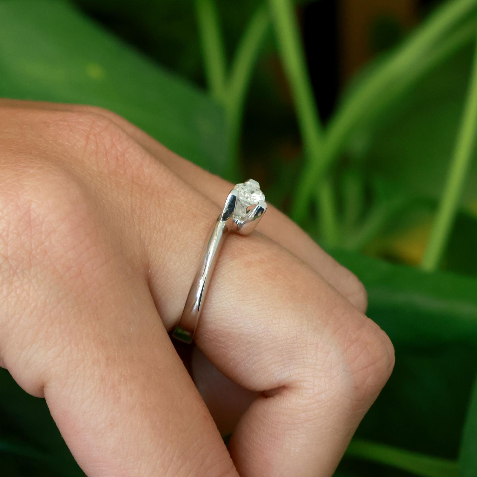 White Gold Diamond Solitaire Ring 0.30ct G/SI2 Minimalist Engagement Size 6