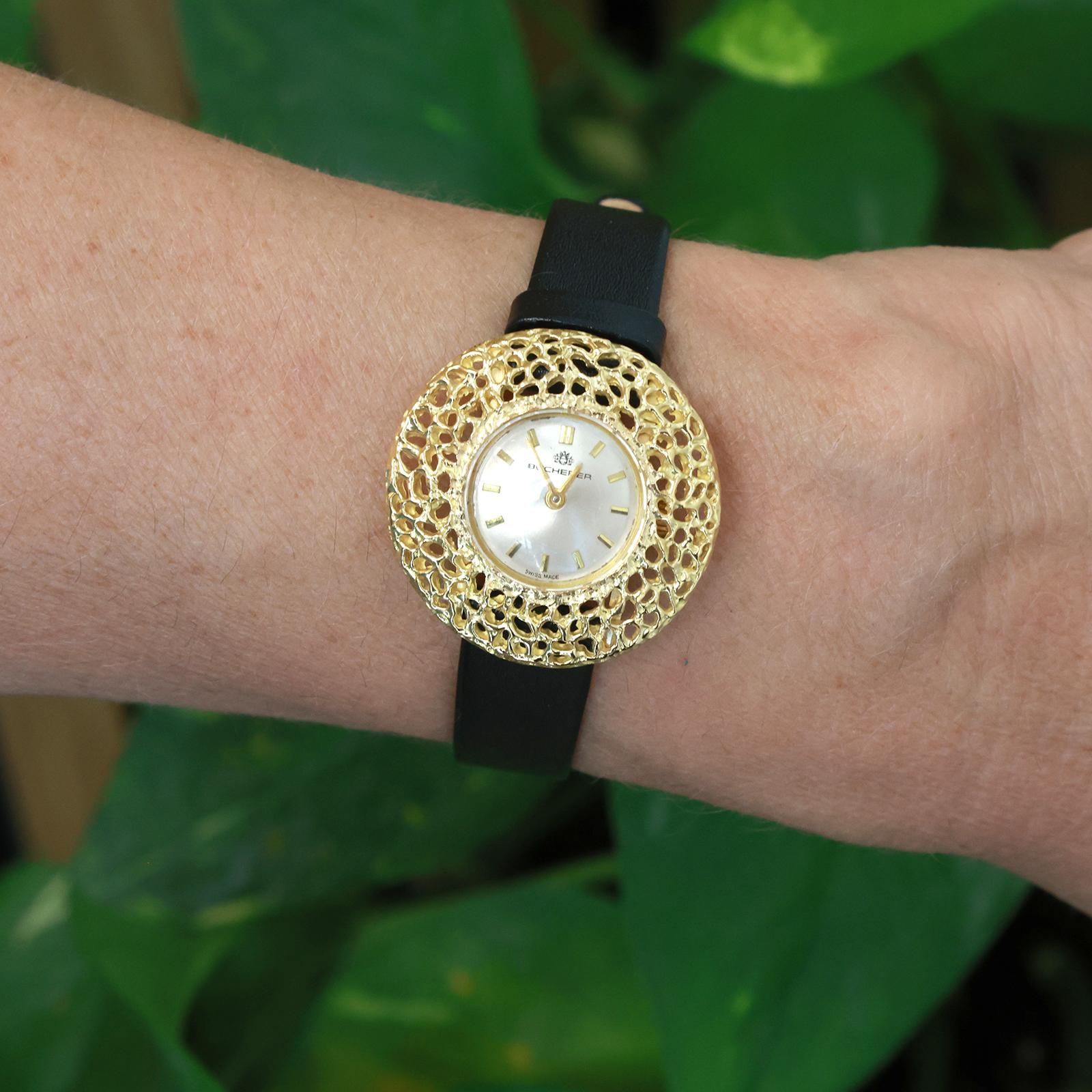 Bucherer 18K Yellow Gold Openwork Filigree Mechanical Ladies Watch Swiss Made