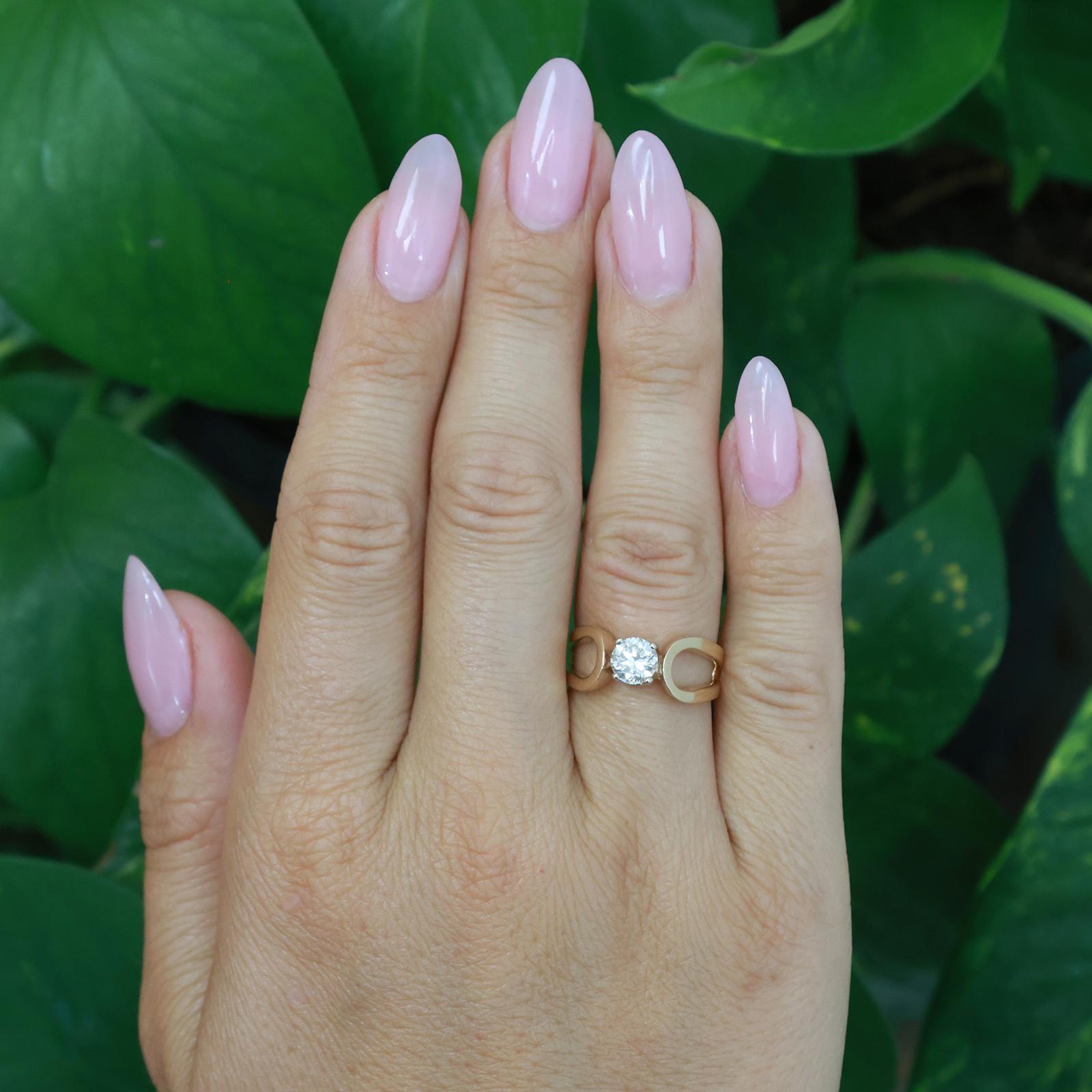 14K Two-Tone Gold 0.65ct Solitaire Diamond Engagement Ring Size 6