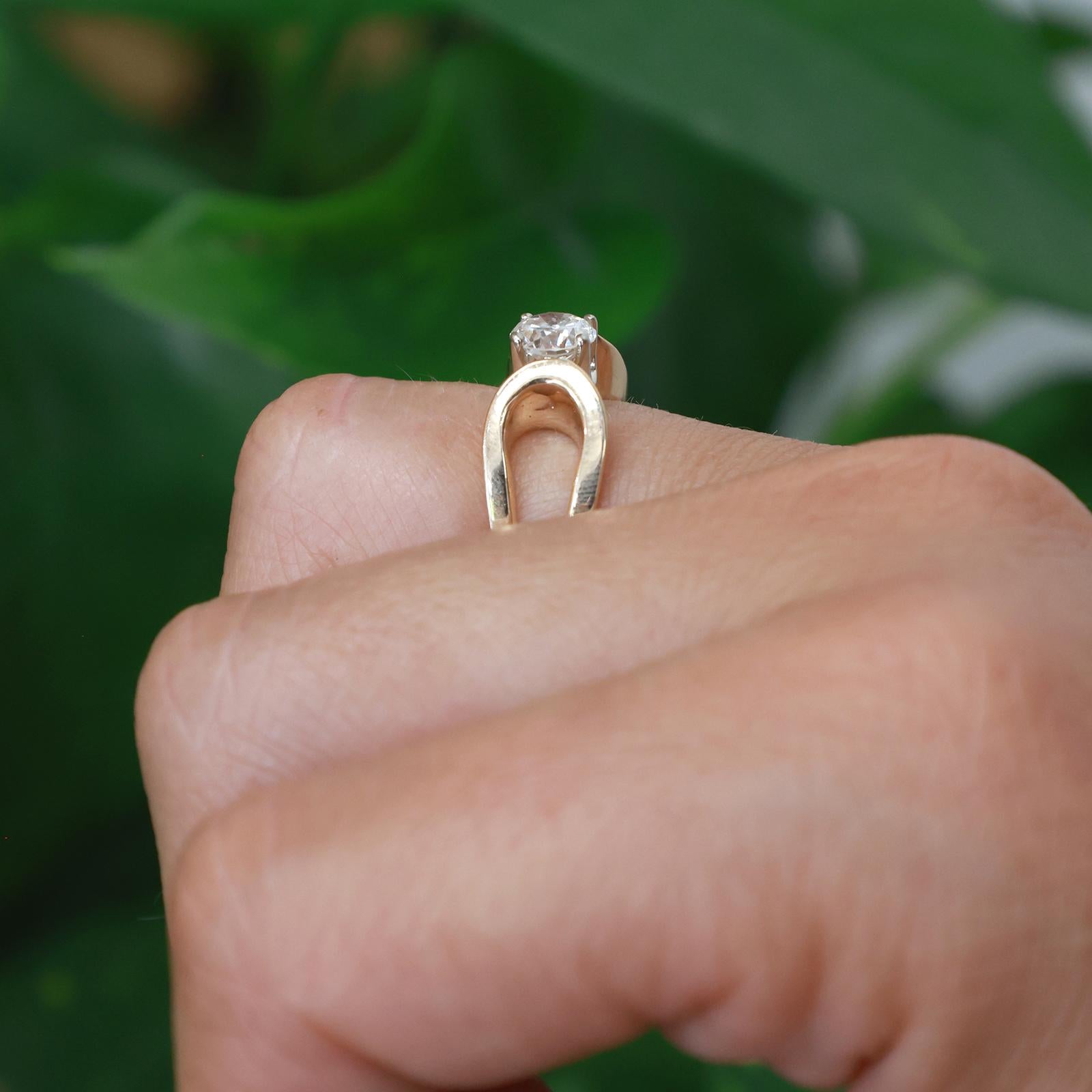 14K Two-Tone Gold 0.65ct Solitaire Diamond Engagement Ring Size 6