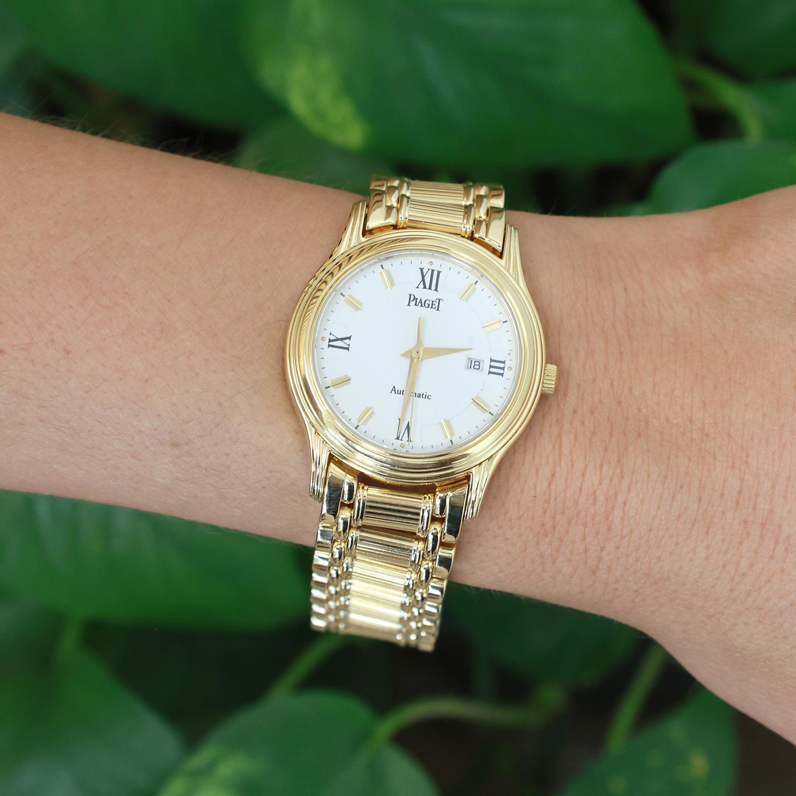 Piaget Polo Date 18K Yellow Gold Automatic Watch 7" 24001M501D 33.5mm Swiss