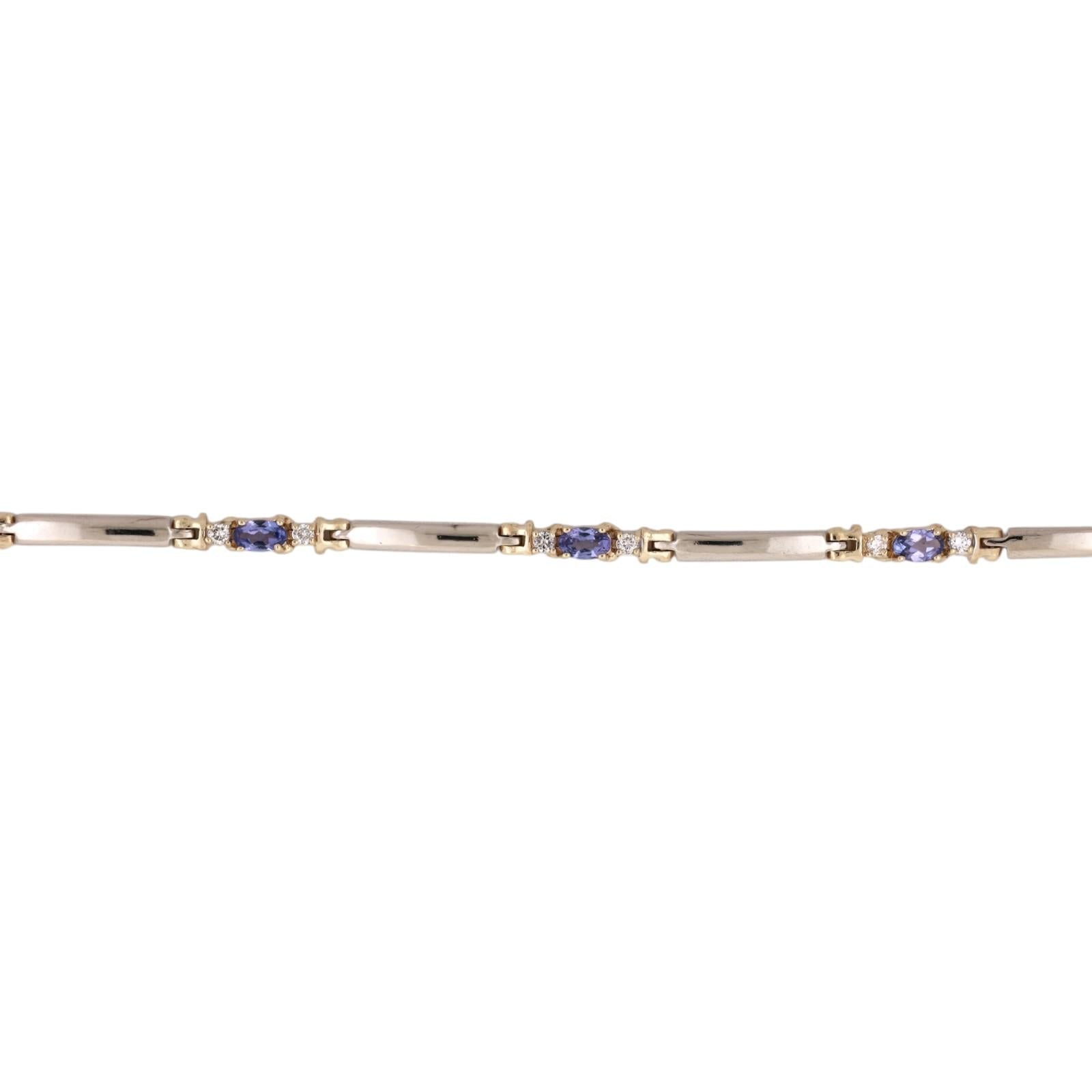 LeVian 14K Yellow Gold Tanzanite Diamond Bracelet 1.30CTW Estate 7"