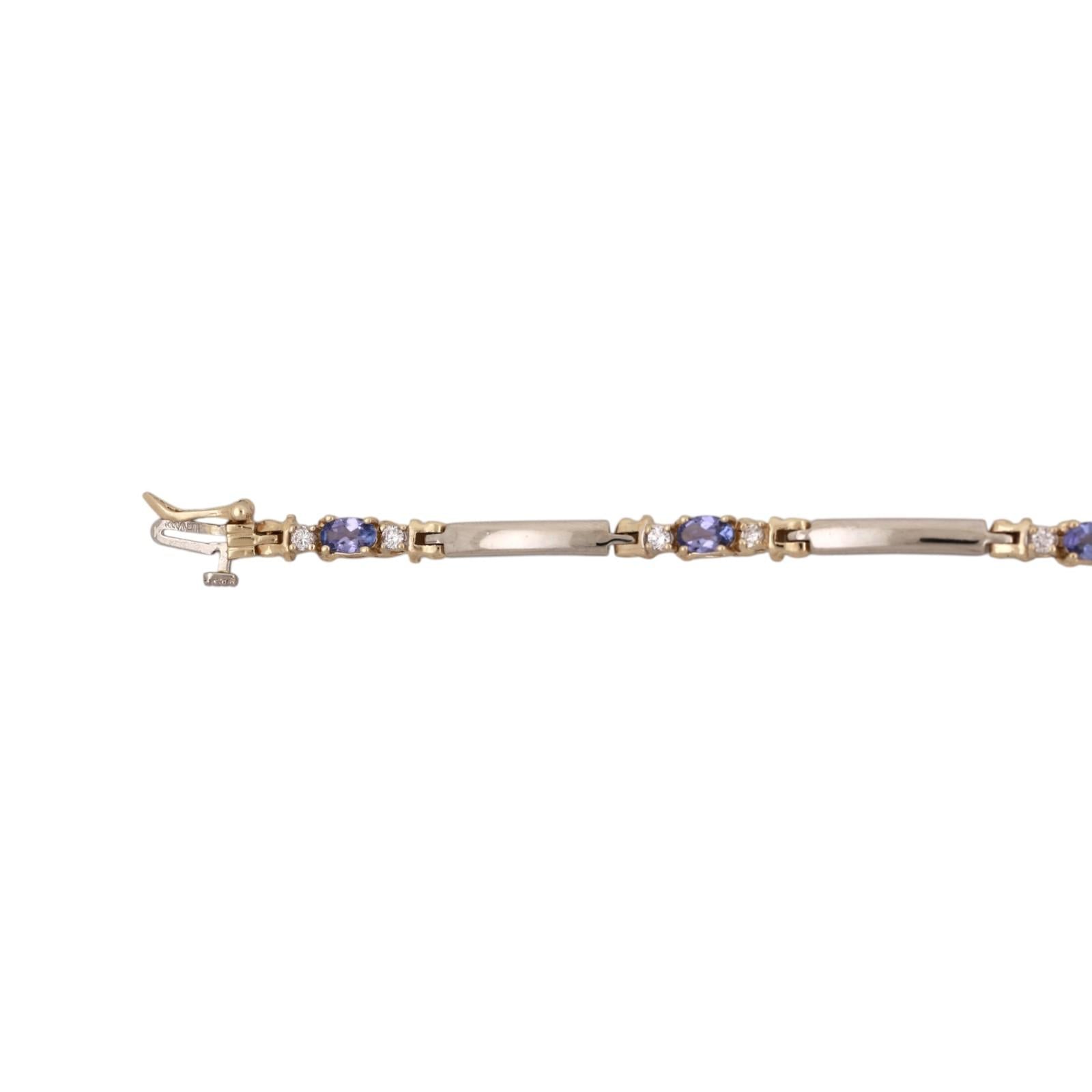 LeVian 14K Yellow Gold Tanzanite Diamond Bracelet 1.30CTW Estate 7"