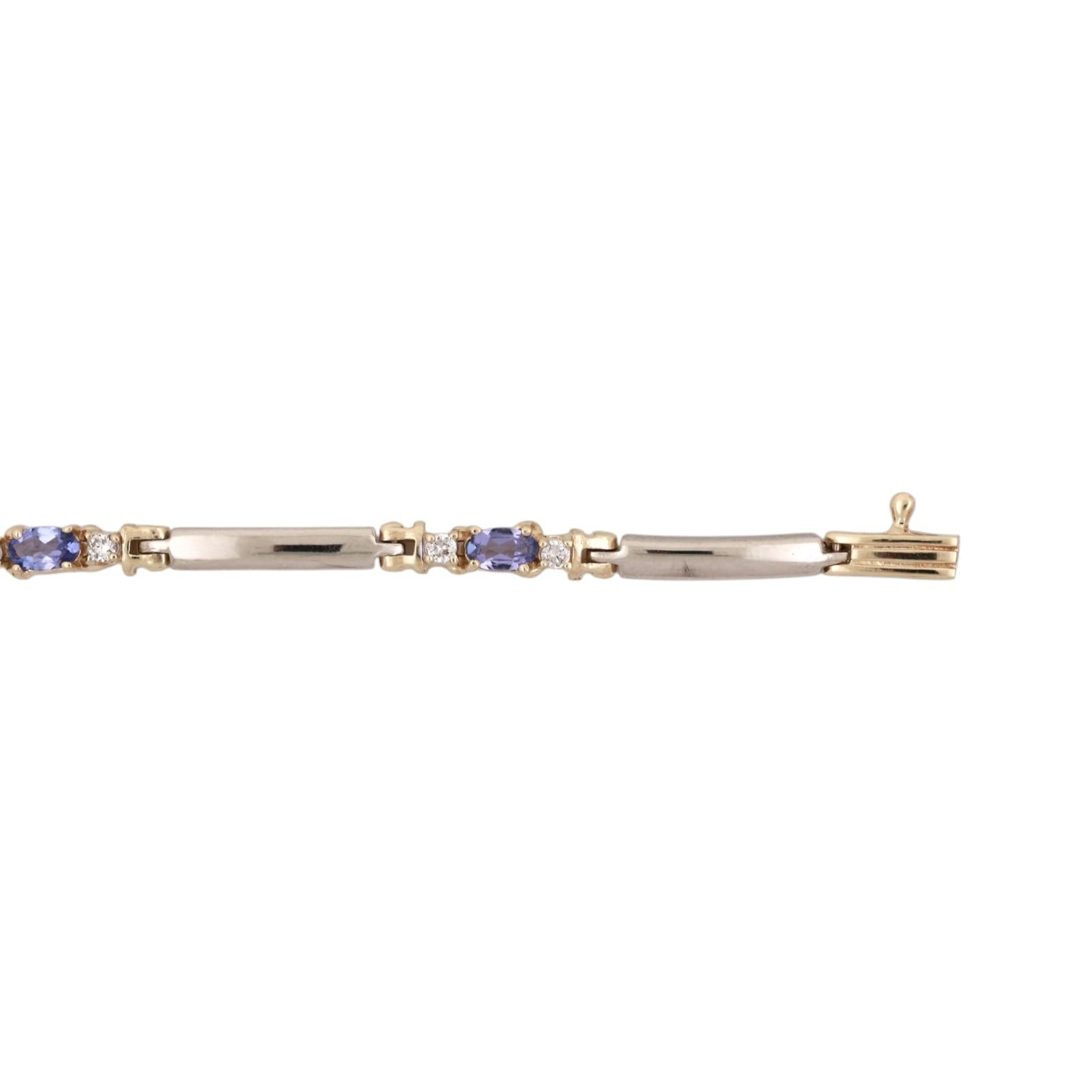LeVian 14K Yellow Gold Tanzanite Diamond Bracelet 1.30CTW Estate 7"