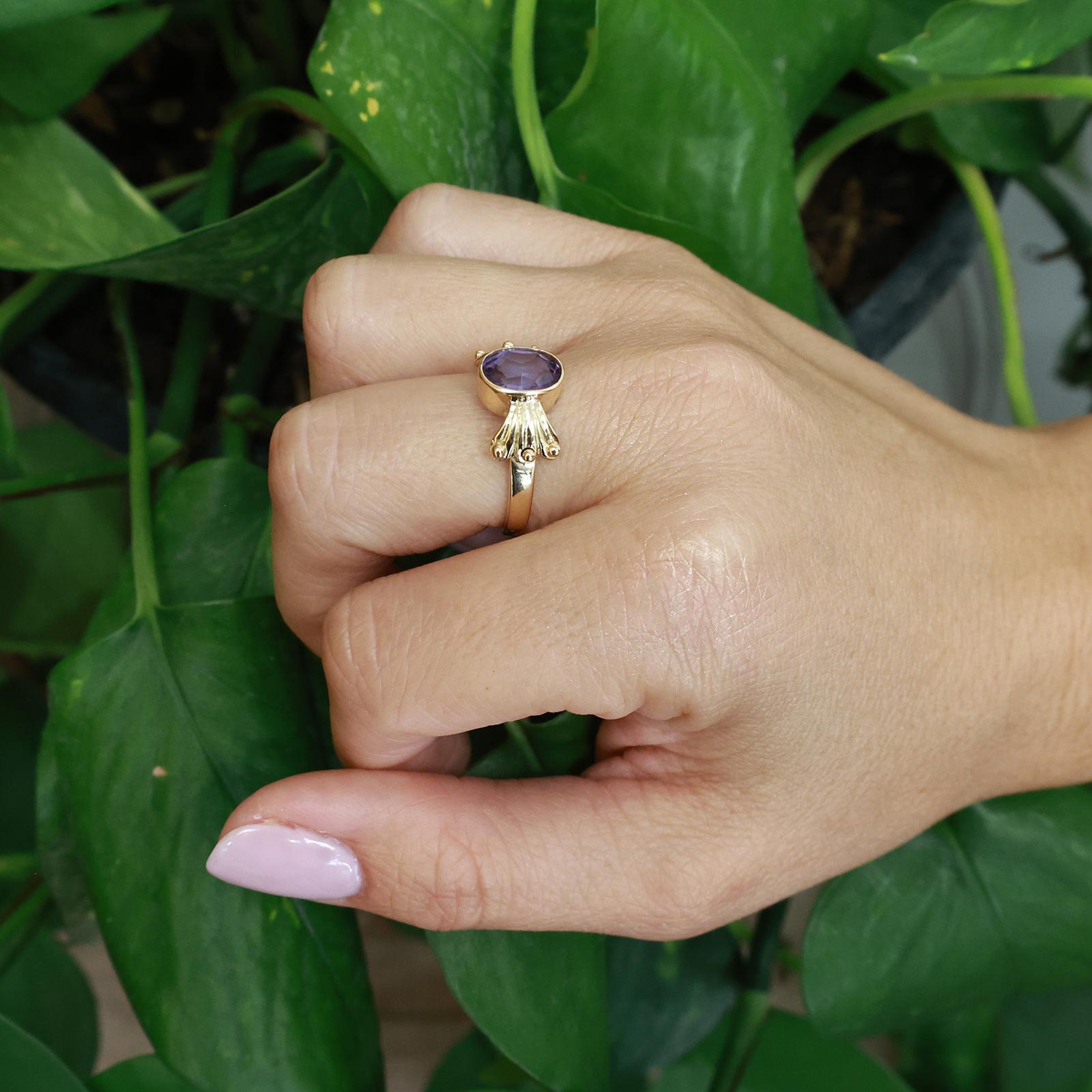 Color Change Lab Created Alexandrite Ring Yellow Gold 2.50CT Size 8.25 Estate