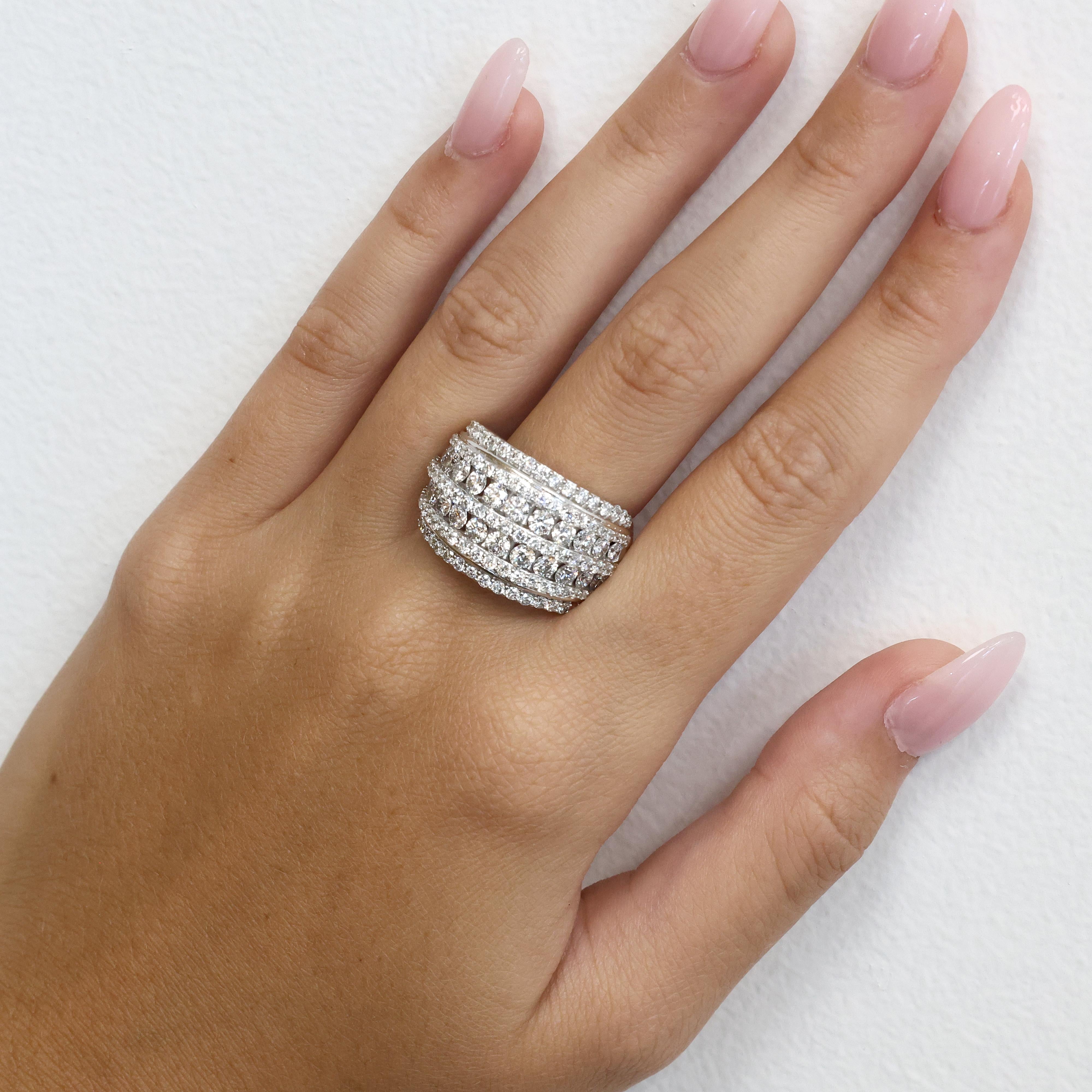 10K White Gold 3.00CTW Lab Grown Diamond Multi Row Wide Band Ring Size 7