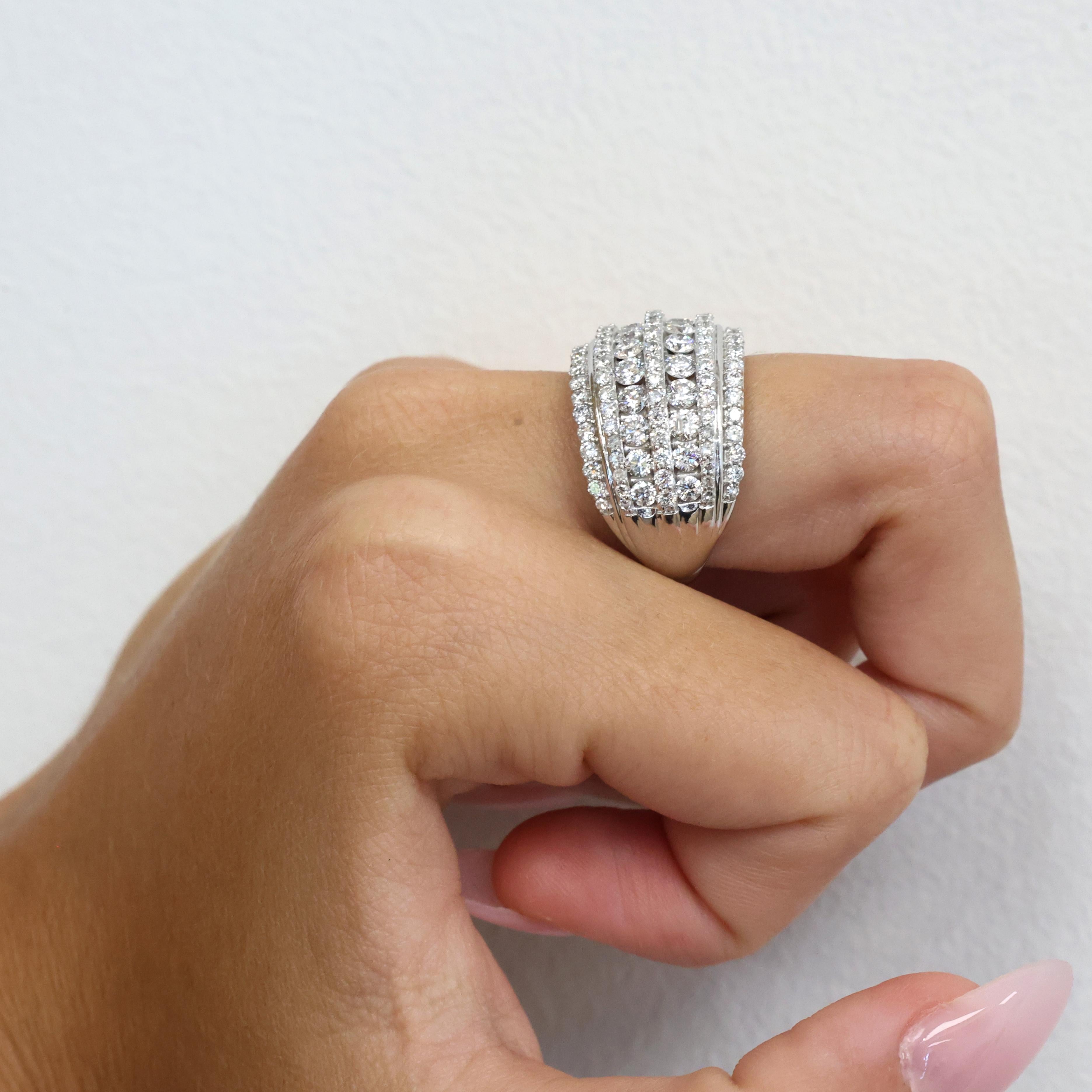10K White Gold 3.00CTW Lab Grown Diamond Multi Row Wide Band Ring Size 7