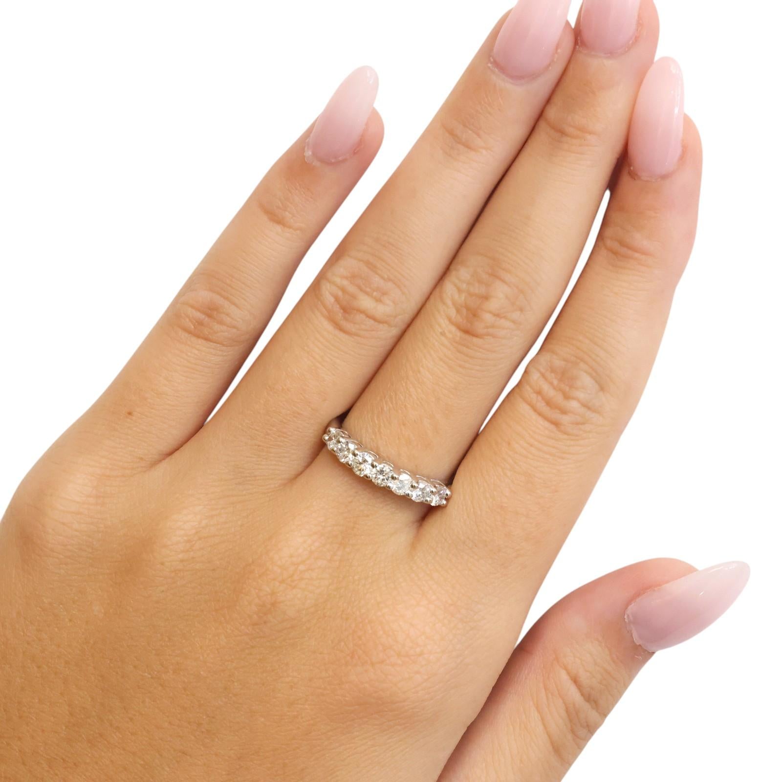 14K White Gold 0.70 CTW Natural Diamond 7 Stone Anniversary Wedding Band Ring