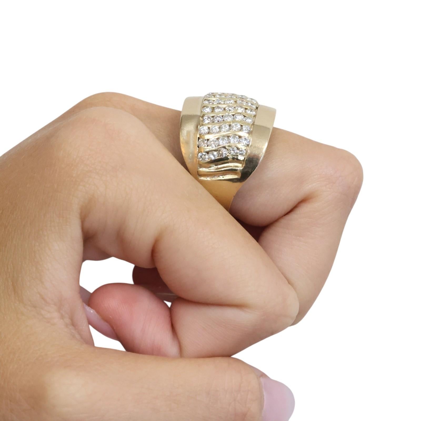 Yellow Gold 1.60 CTW Natural Diamond Statement Wide Band Ring 12.2g Size 9.25