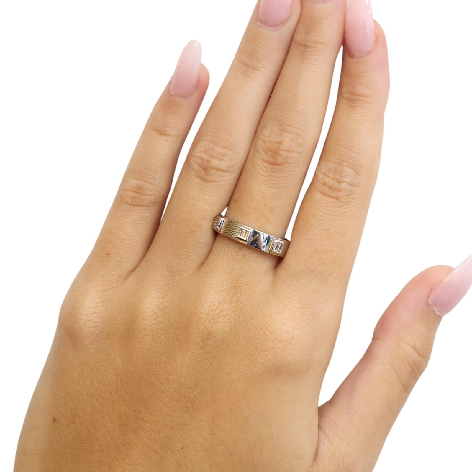 14K White Gold 0.12CTW Natural Baguette Diamond Wedding Band Ring Size 7.25 Esta