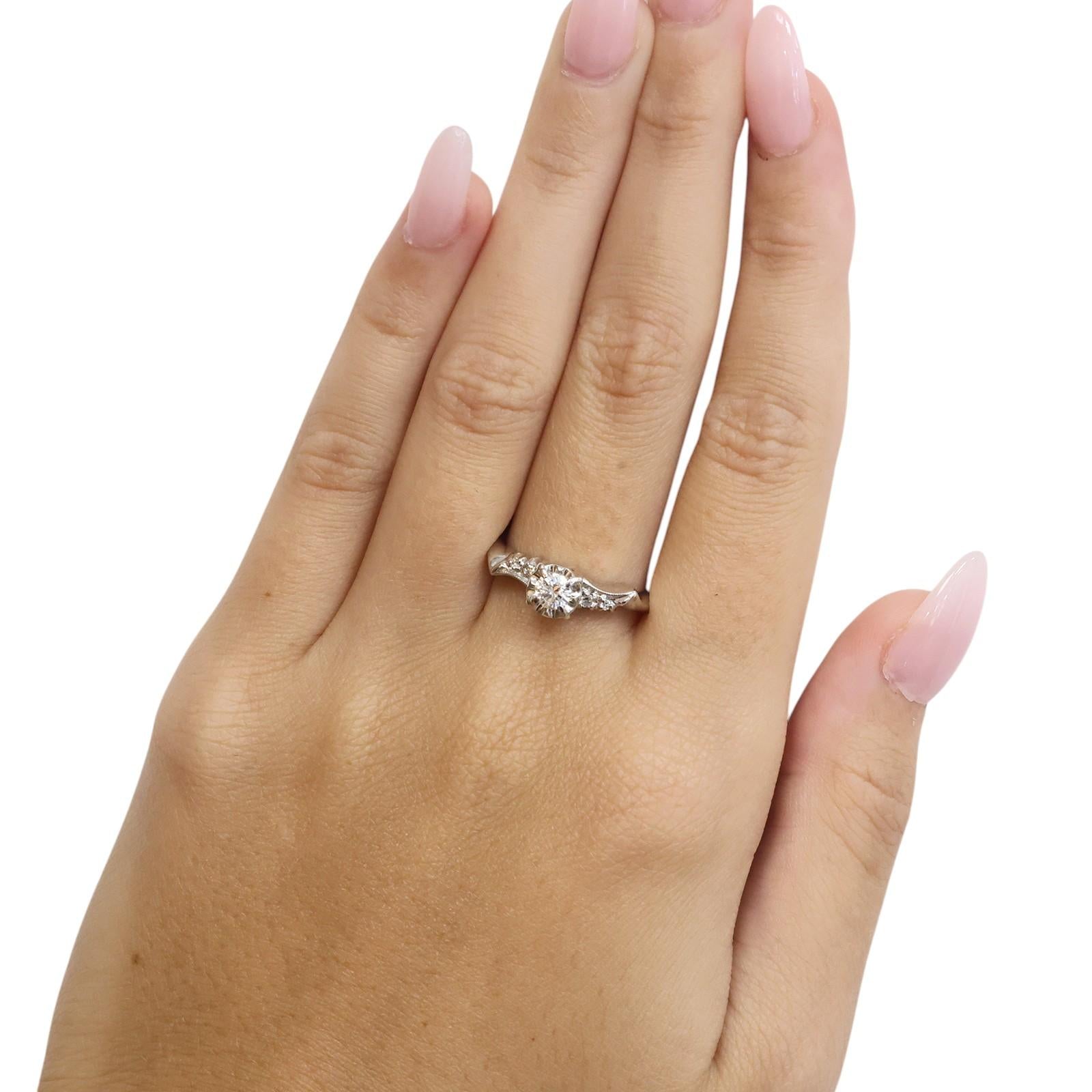 White Gold 0.25 CTW Natural Diamond Vintage Style Engagement Ring Size 6.25