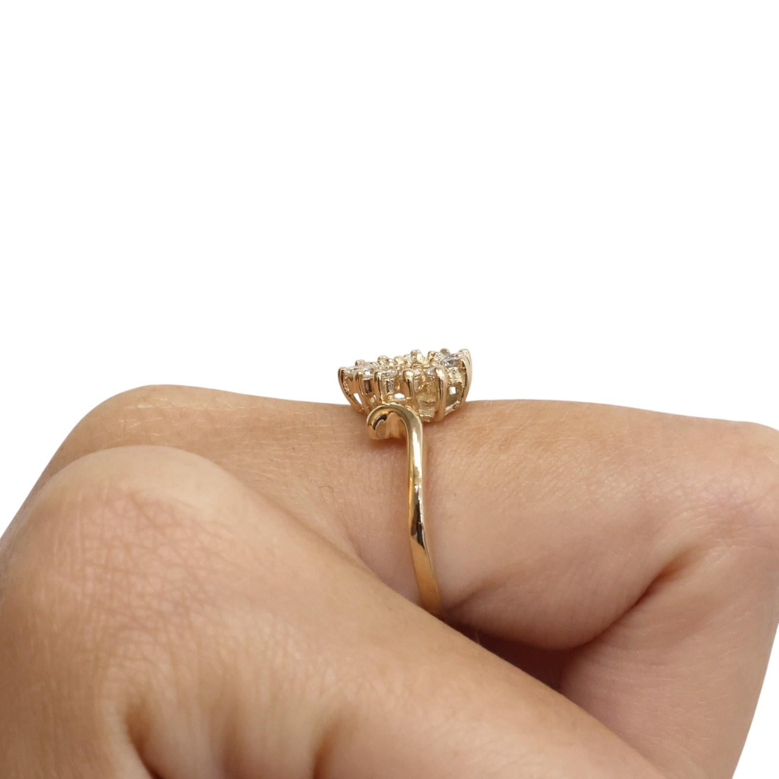 Yellow Gold 0.33 CTW Natural Diamond Open Heart Ring Size 6.25