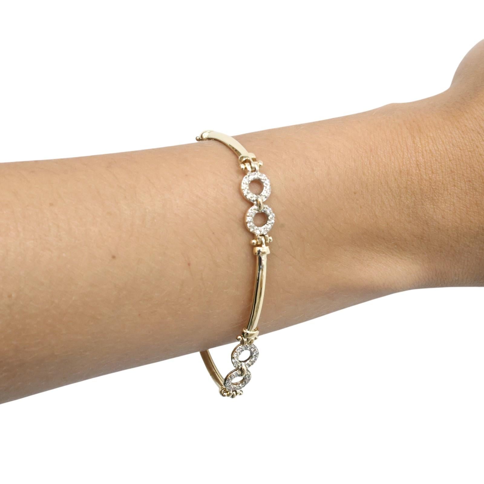 0.60CTW Diamond Infinity Bracelet 14K Yellow Gold 7" Estate Natural Diamonds