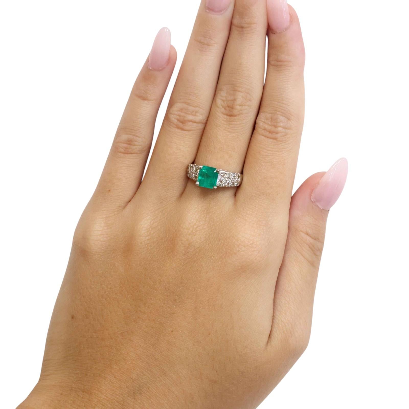 Natural Emerald Diamond Engagement Ring White Gold 2.00CTW Size 6