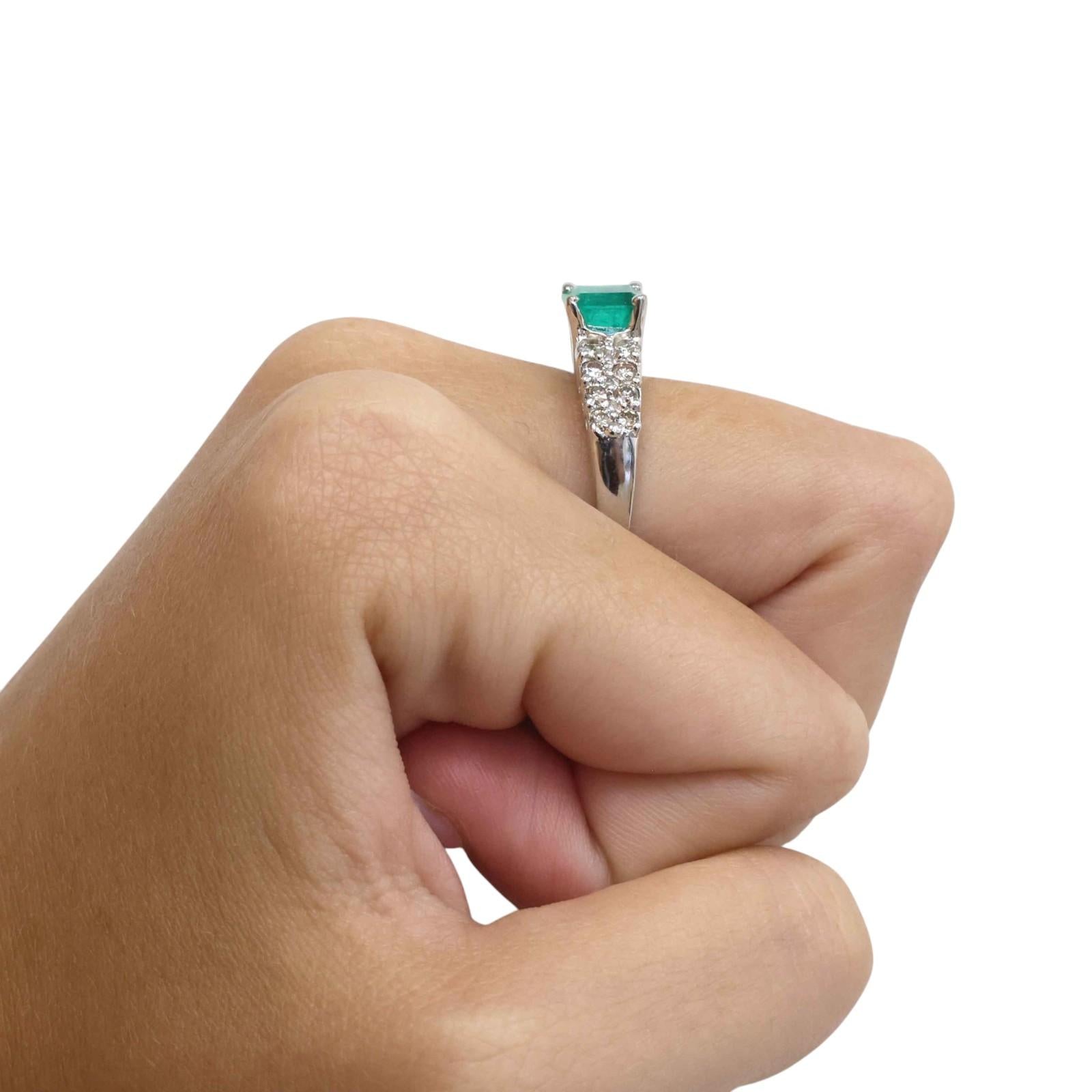 Natural Emerald Diamond Engagement Ring White Gold 2.00CTW Size 6