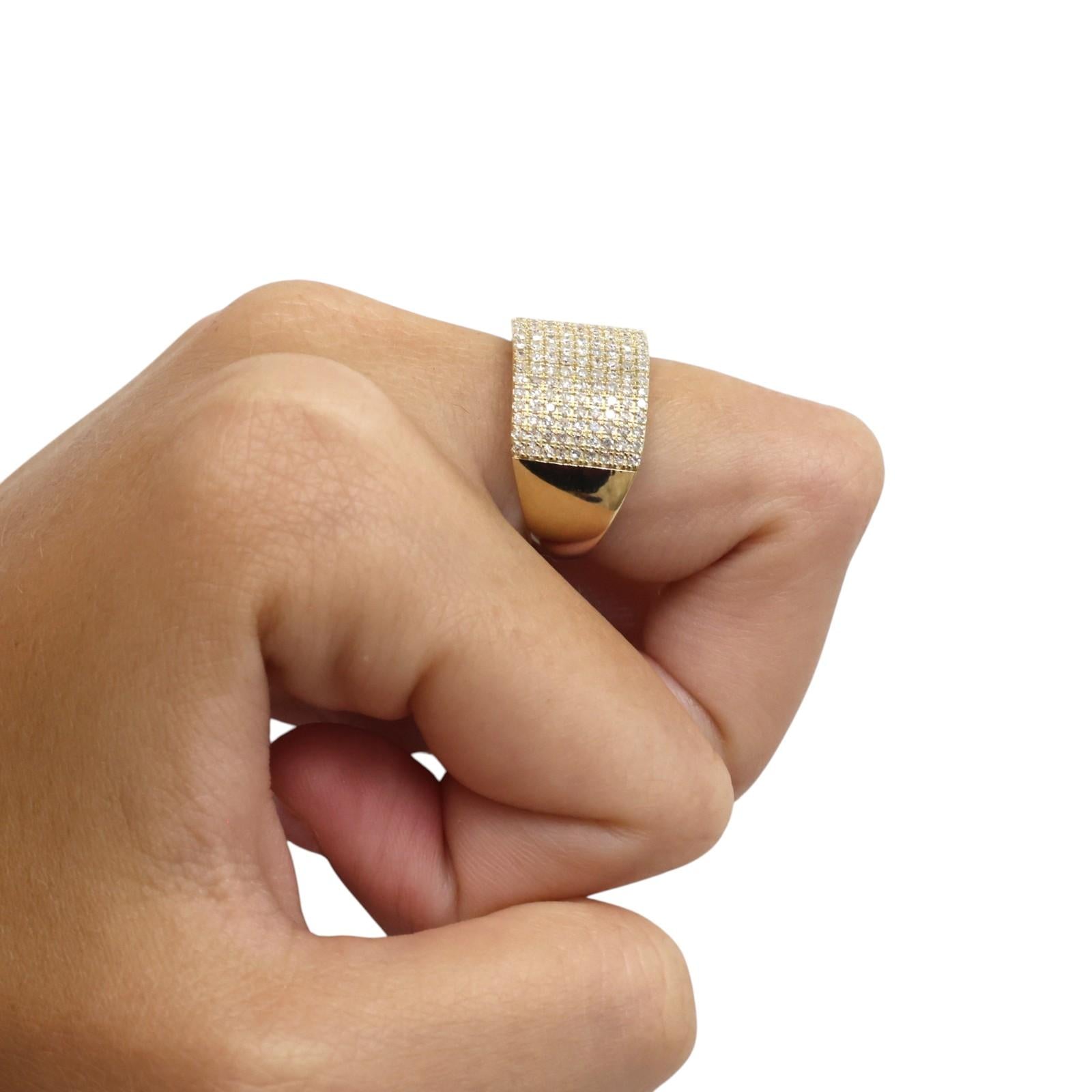14K Yellow Gold 1.00 CTW Natural Diamond Pave Statement Wide Band Ring Size 6.25