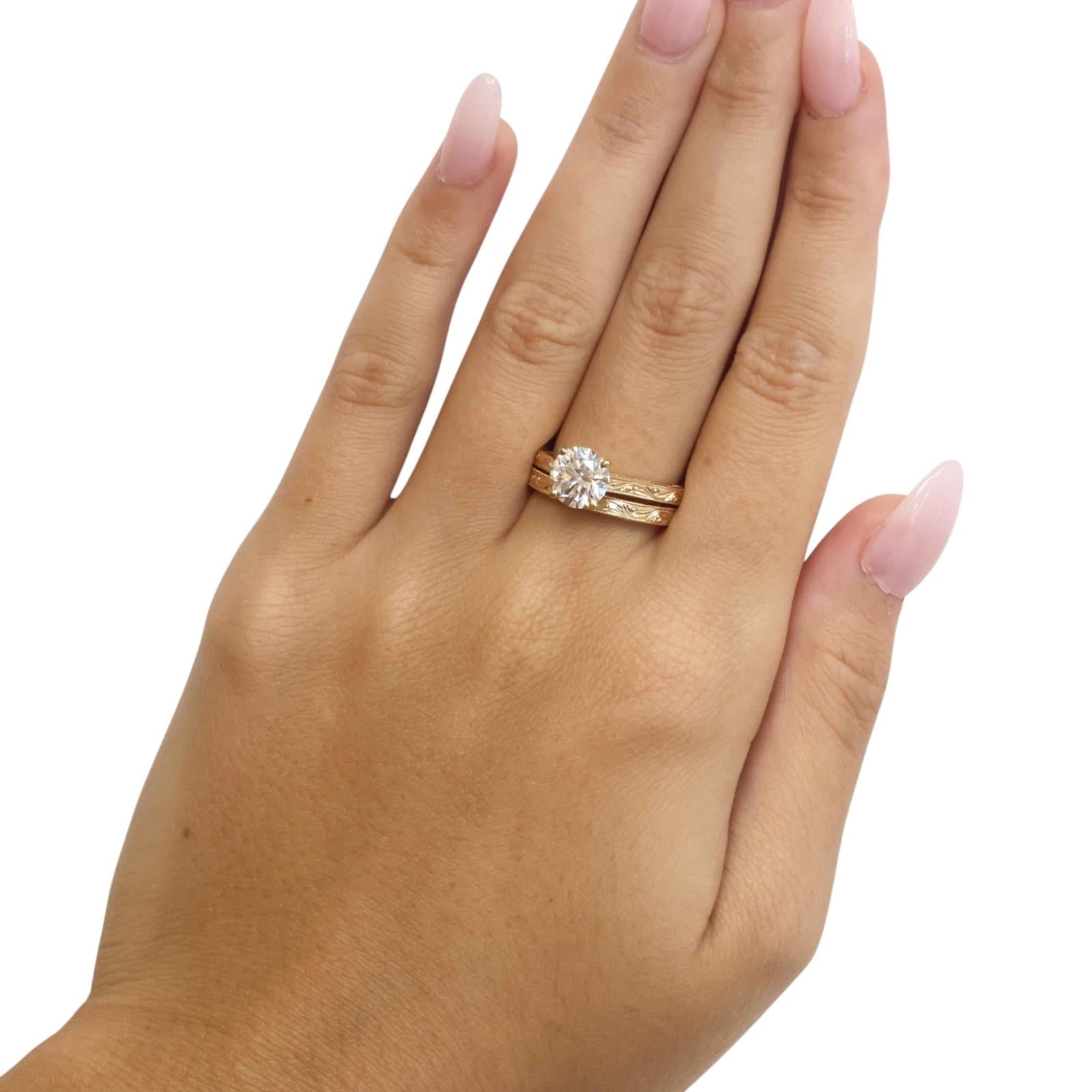 1.51CT F/SI2 IGI Lab Grown Diamond Bridal Set 14K Yellow Gold Ring Wedding