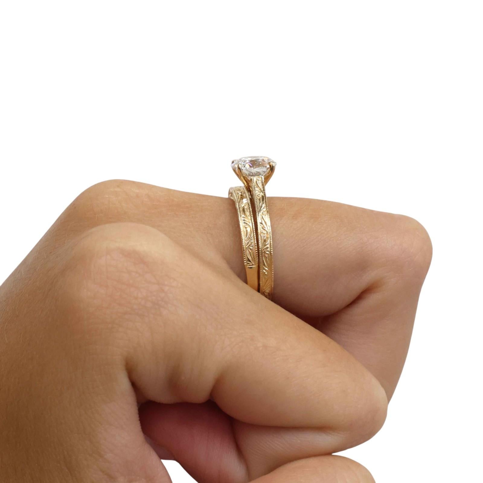 1.51CT F/SI2 IGI Lab Grown Diamond Bridal Set 14K Yellow Gold Ring Wedding