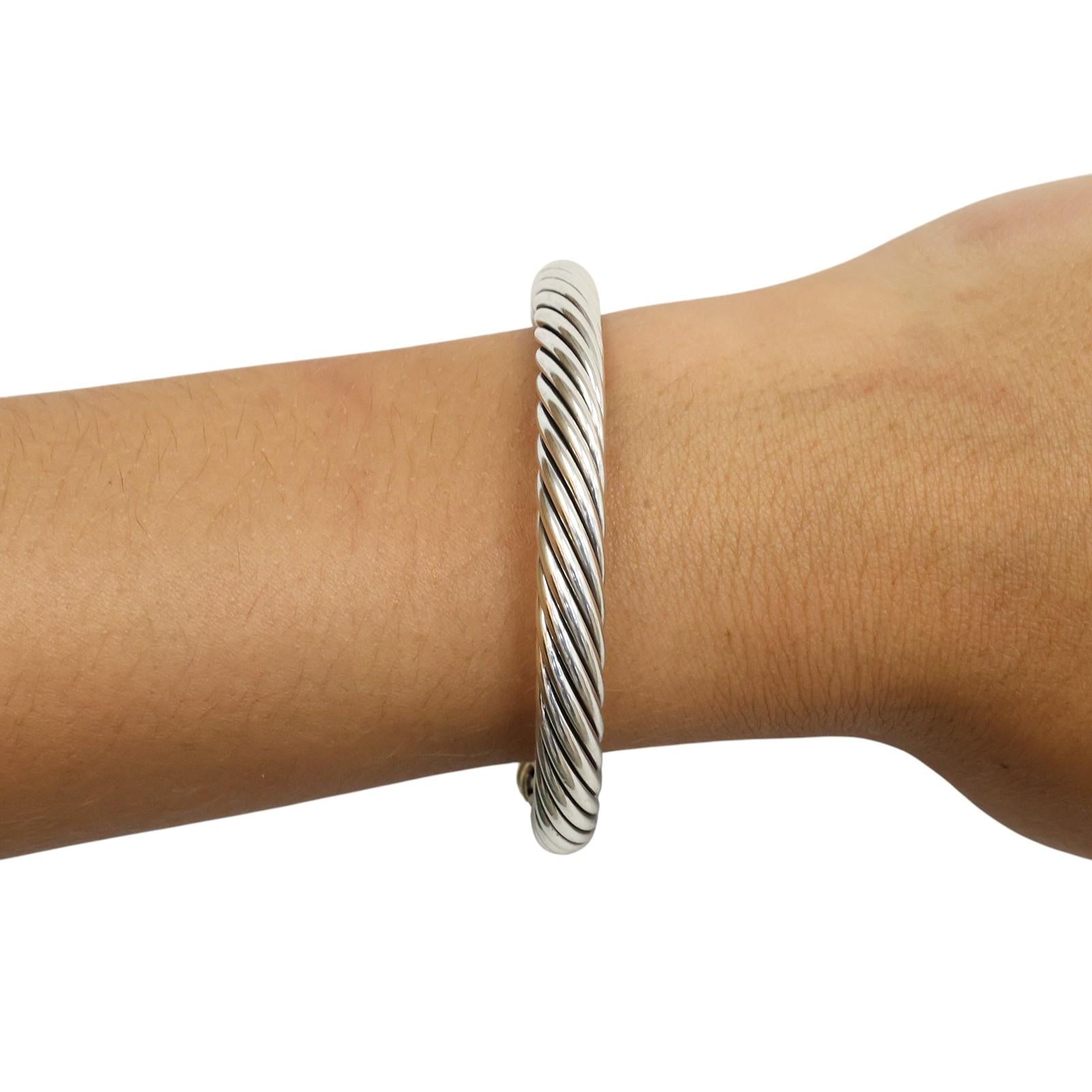 David Yurman 14K Gold Sterling Silver Cable Bracelet 7mm 6.25" DY