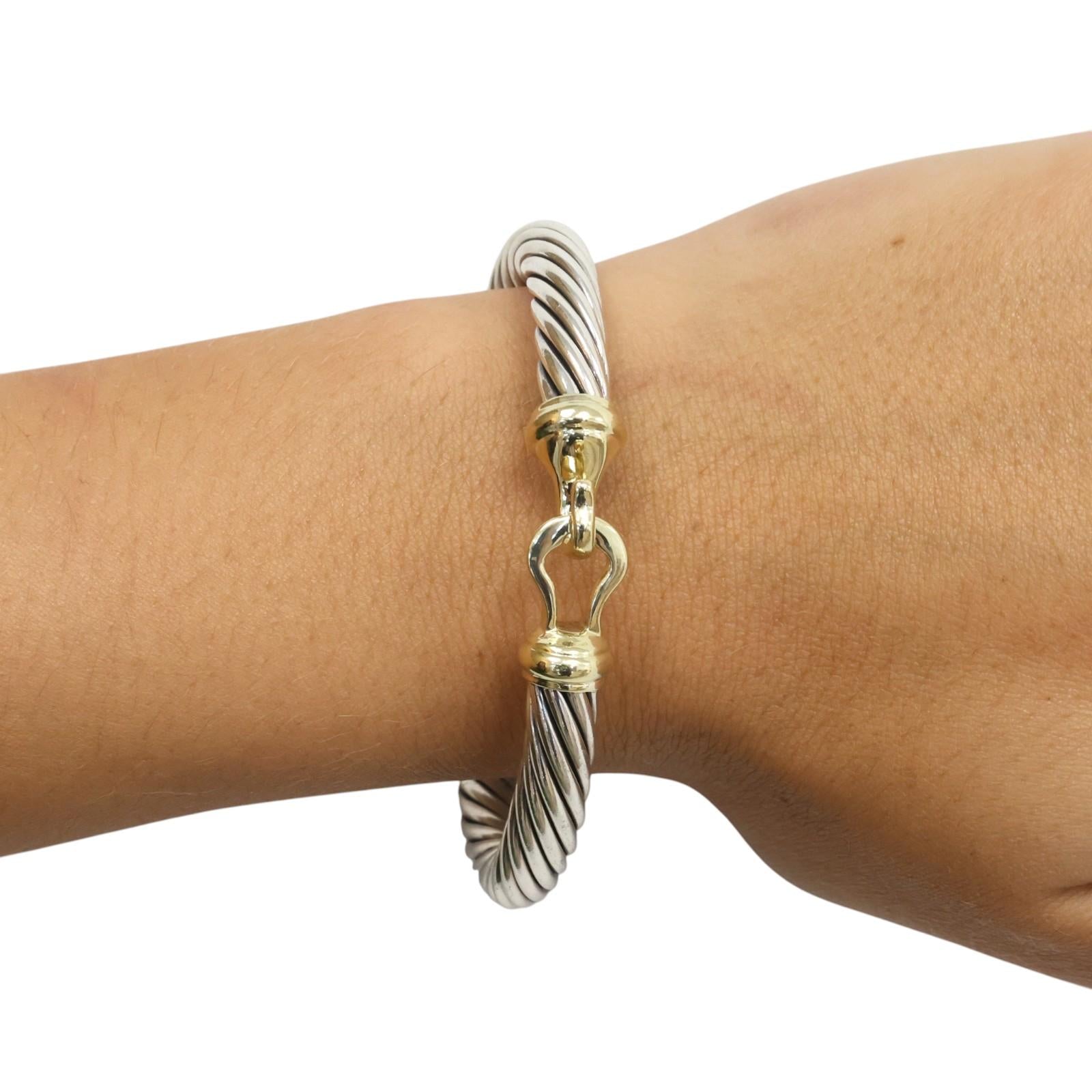 David Yurman 14K Gold Sterling Silver Cable Bracelet 7mm 6.25" DY