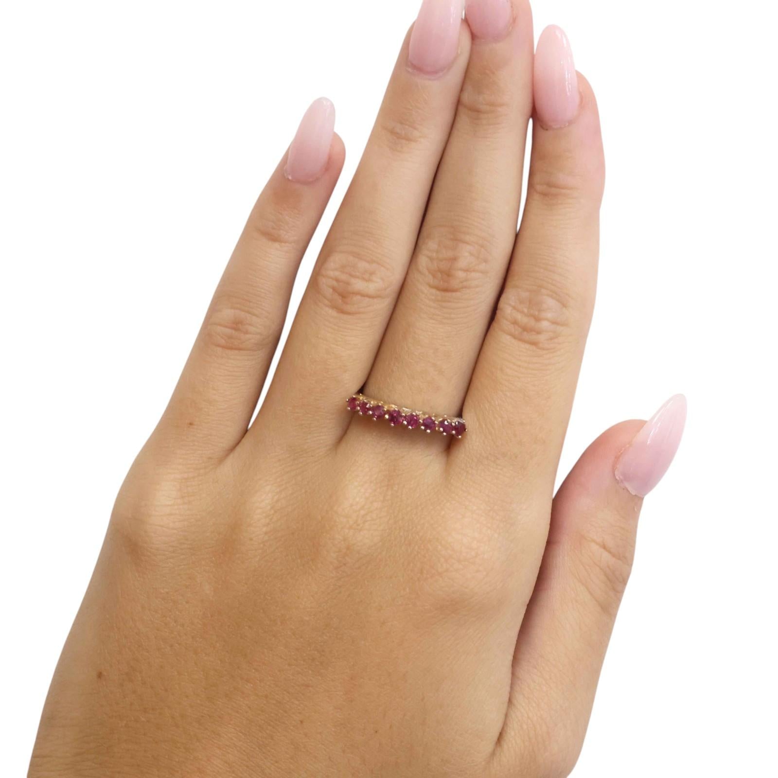 Natural Ruby Stackable Wedding Band Ring 17K Yellow Gold 0.32 CTW Size 5.5