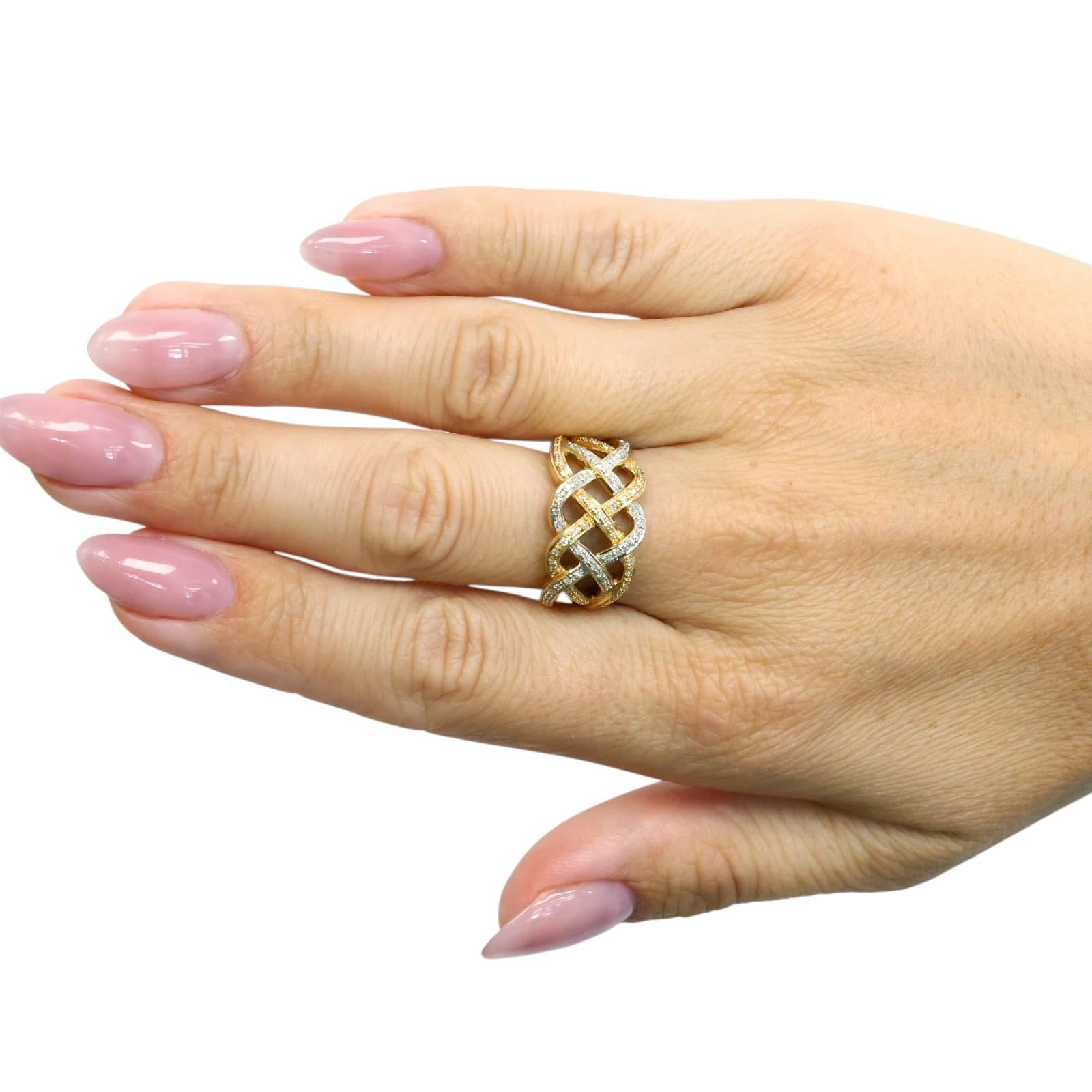 14K Two Tone Gold 0.30CTW Diamond Infinity Knot Ring Estate Band Size 7