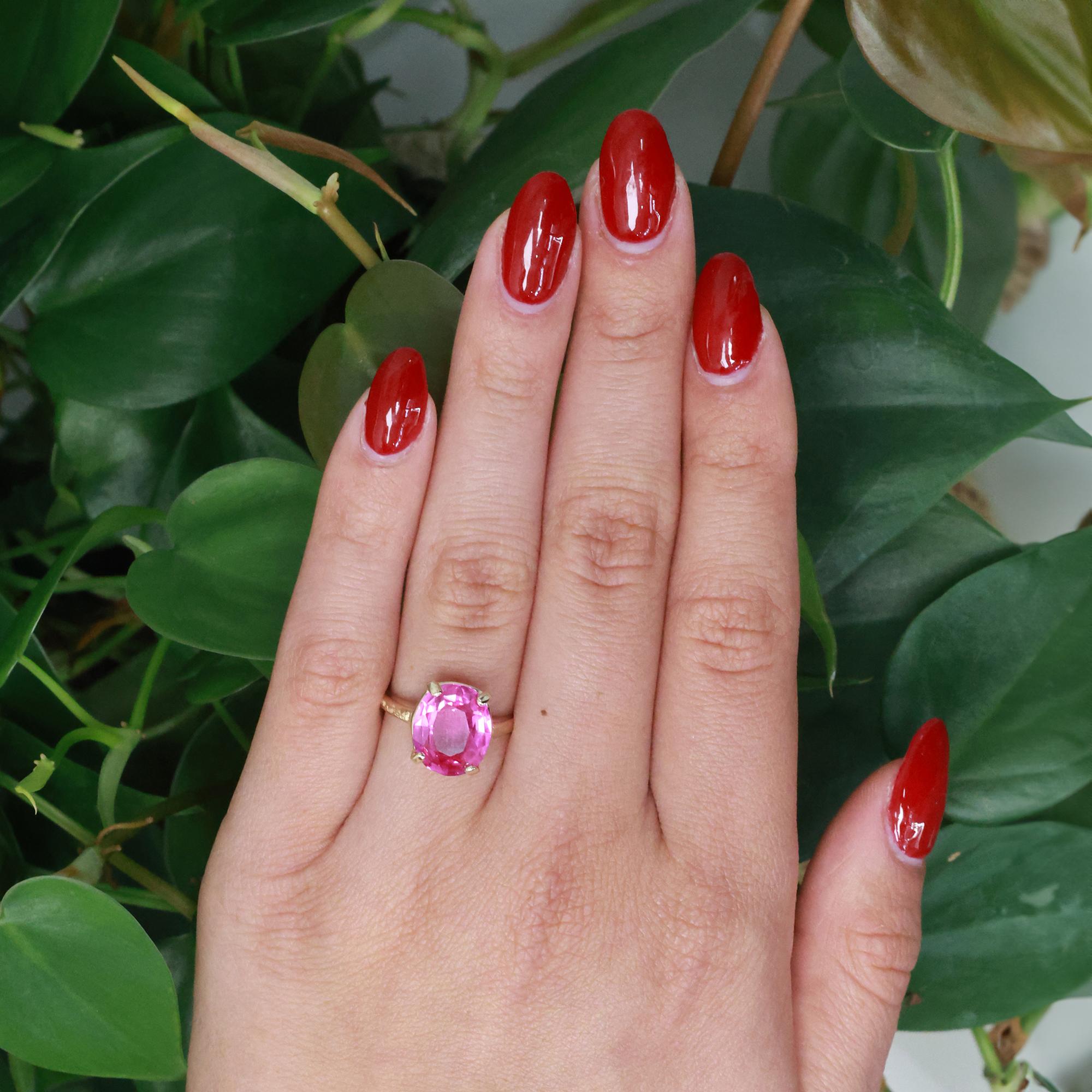 Oval Cut Ruby Solitaire Ring 10K Yellow Gold 6.75 CT Lab Grown Size 6.5 Ladies