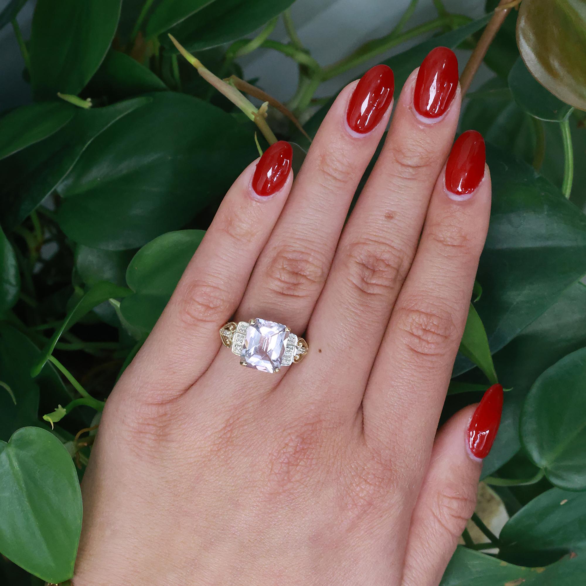 Pink Sapphire Diamond Accent Cocktail Ring 14K Gold 9.17 CTW Heart Motif SZ 7.25