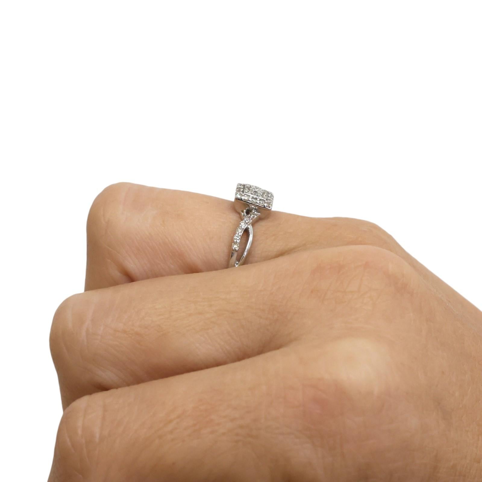 10K White Gold 0.20 CTW Diamond Square Halo Infinity Ring Size 7